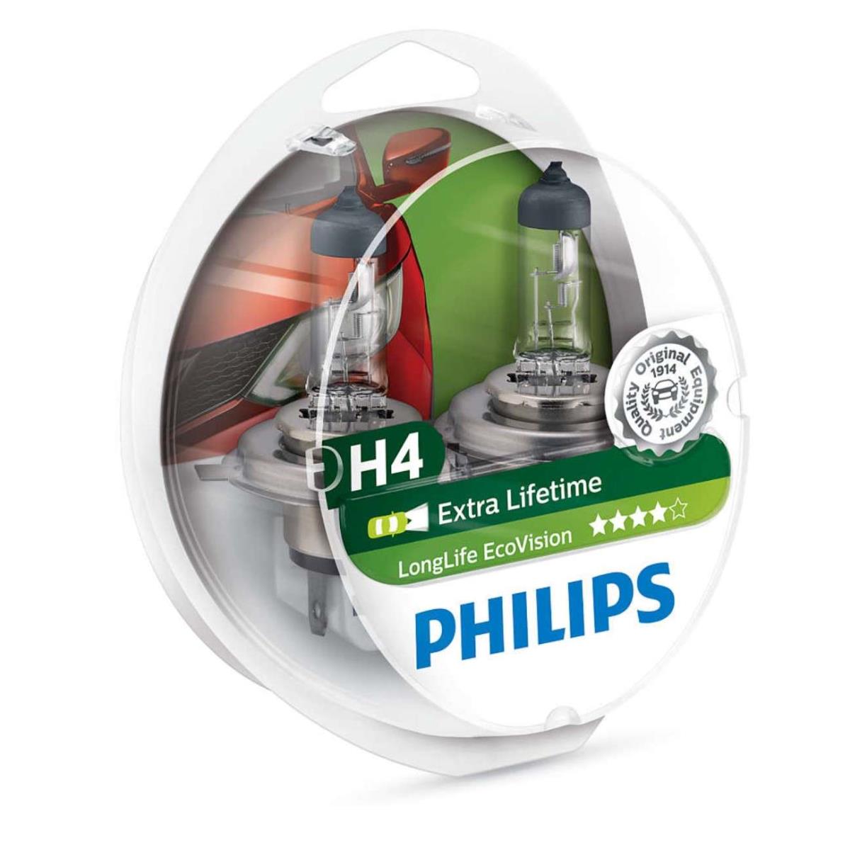 Philips Long Life Eco Vision H4 12V 60/55W Sockel P43t Halogen