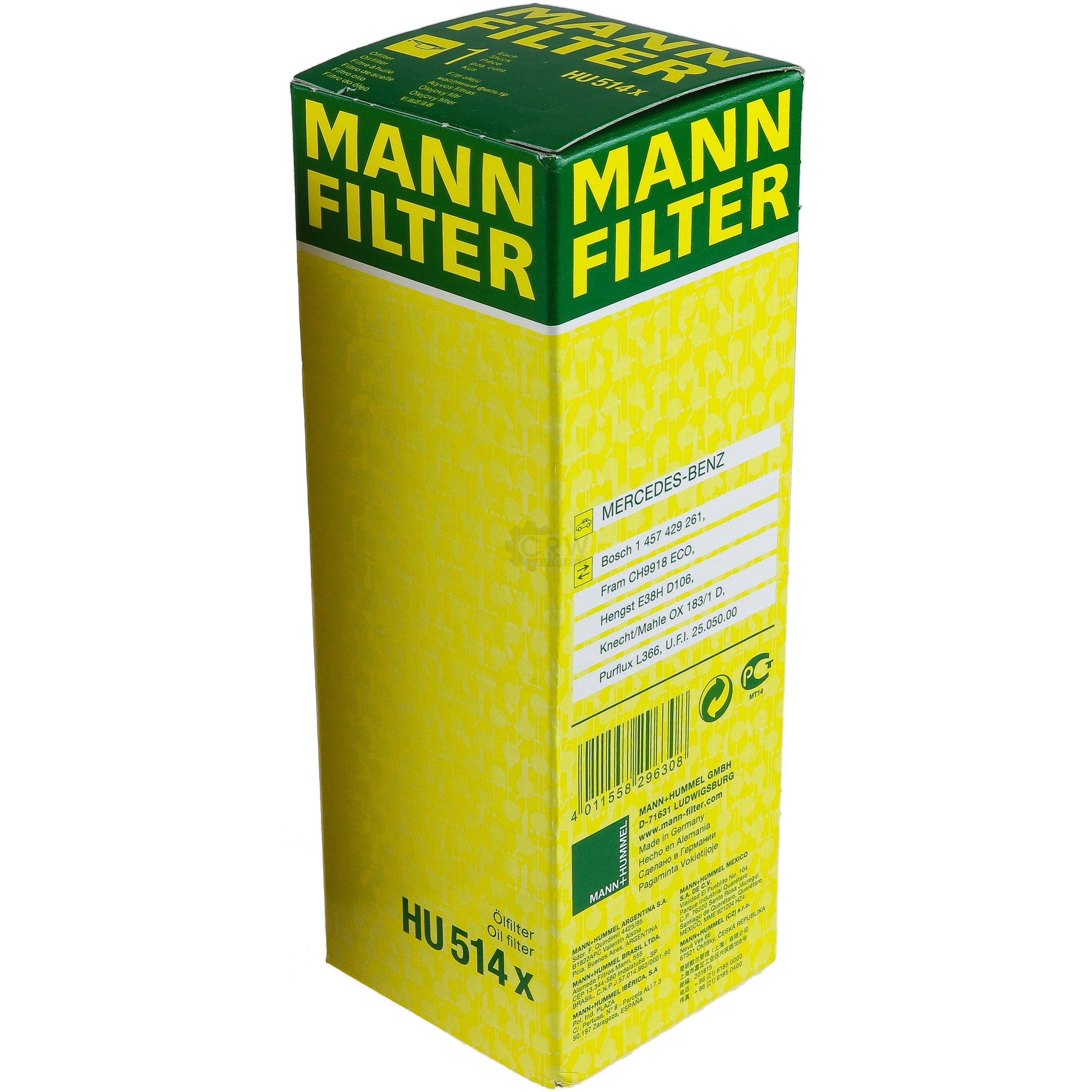 MANN-FILTER Ölfilter HU 514 x Oil Filter