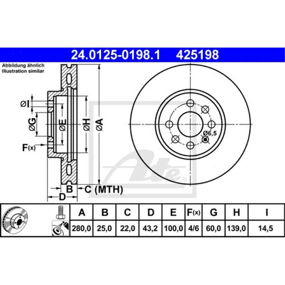 ATE Satz Bremsen Bremsscheiben + Bremsbeläge vorne für Opel Astra H L48 A04