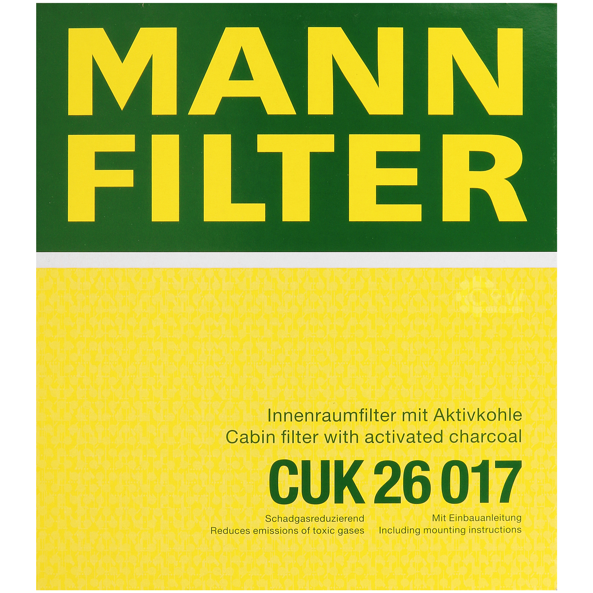MANN-FILTER Innenraumfilter Pollenfilter Aktivkohle CUK 26 017