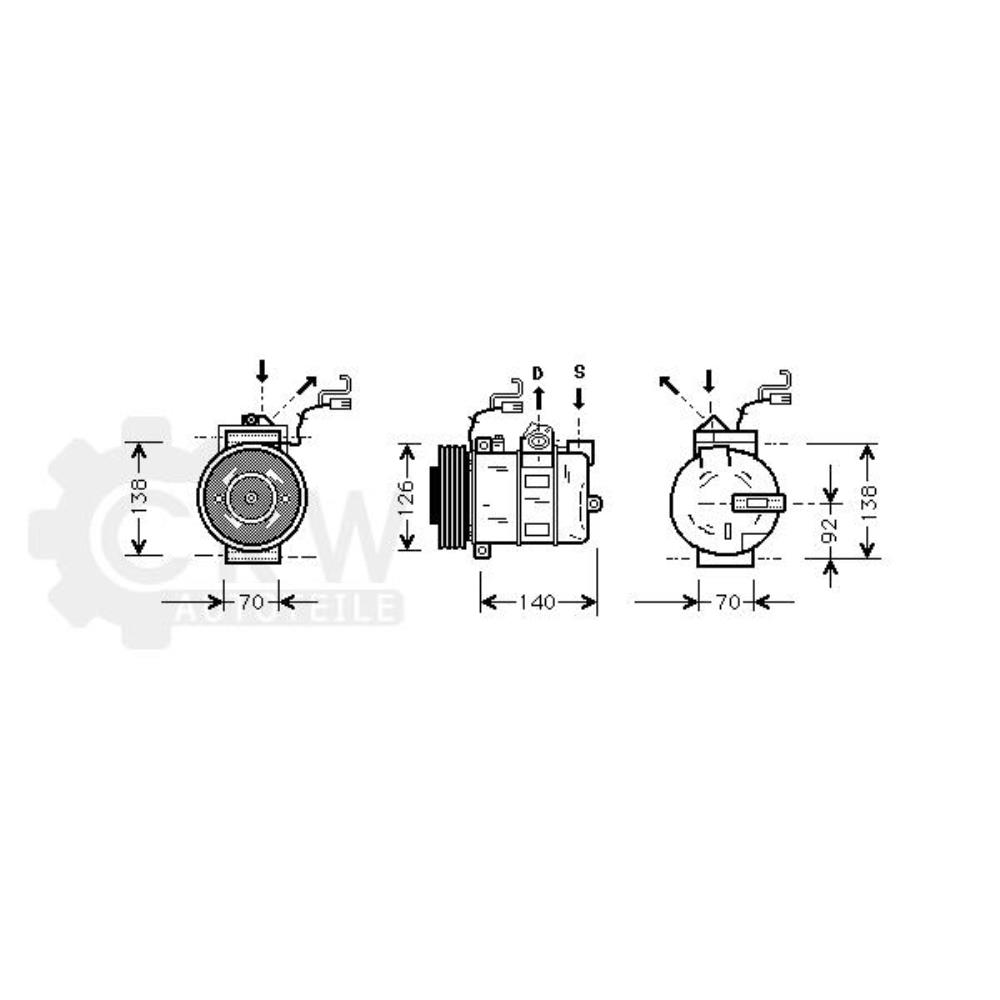 Kompressor Klimaanlage für Opel Vectra B Caravan 31_ CC 38_ Vauxhall