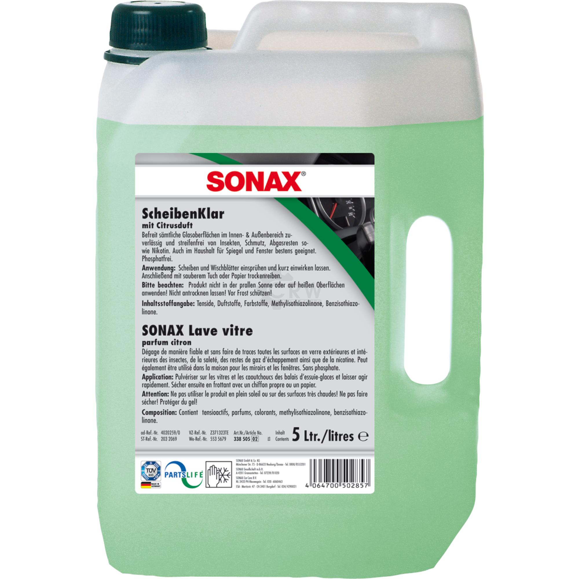 SONAX 03385050 ScheibenKlar Glasreiniger  ScheibenReiniger 5 Liter