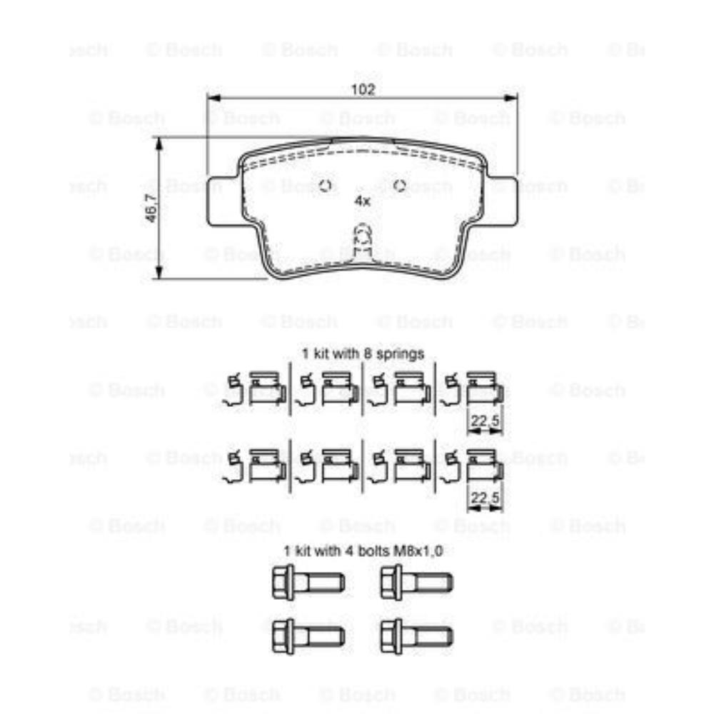 BOSCH Satz Bremsen Bremsbeläge + Bremsscheiben Voll hinten für Opel Corsa D S07