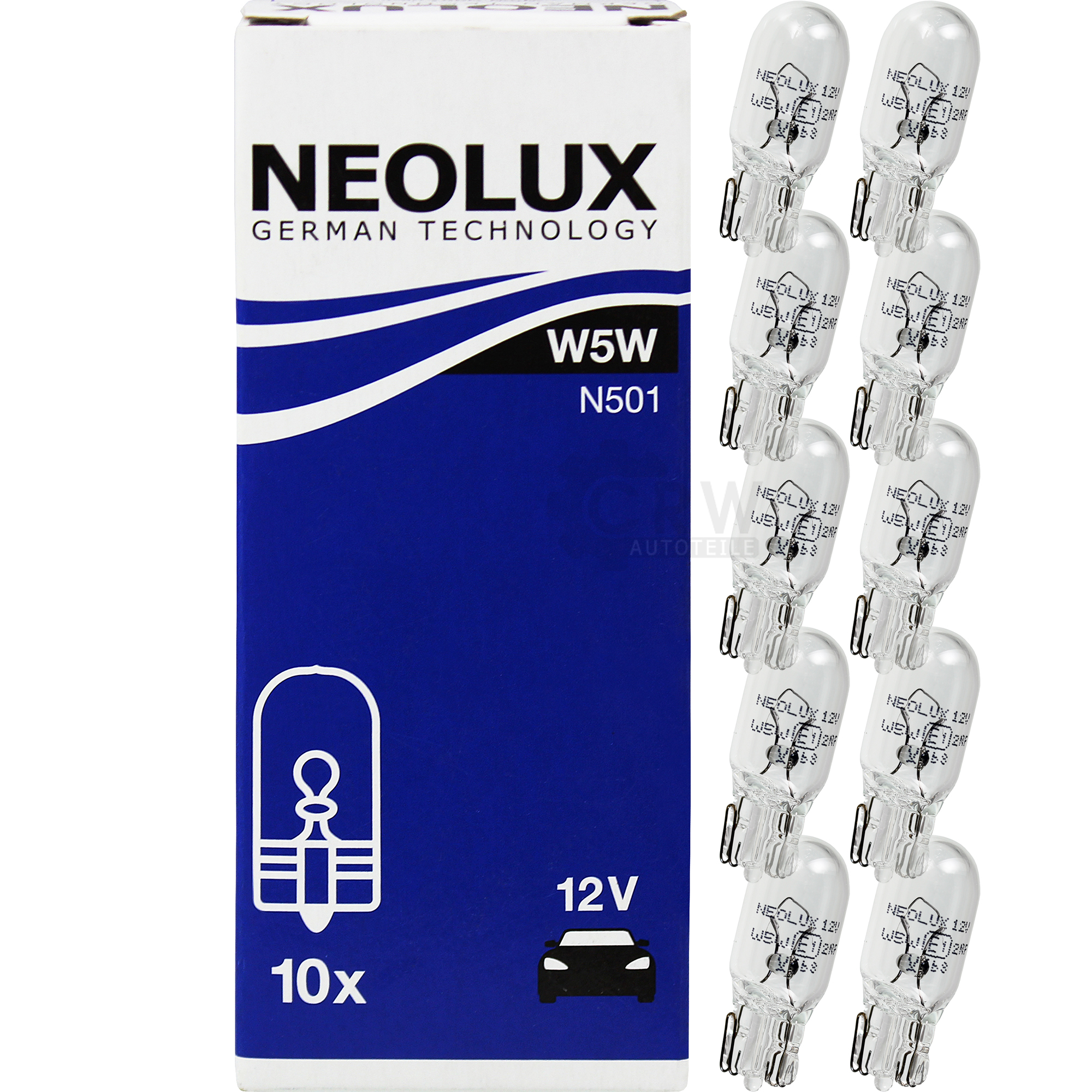 10 Stück NEOLUX Standard W5W 5W 12V Sockel W2,1x9,5d Signal Innen Beleuchtung