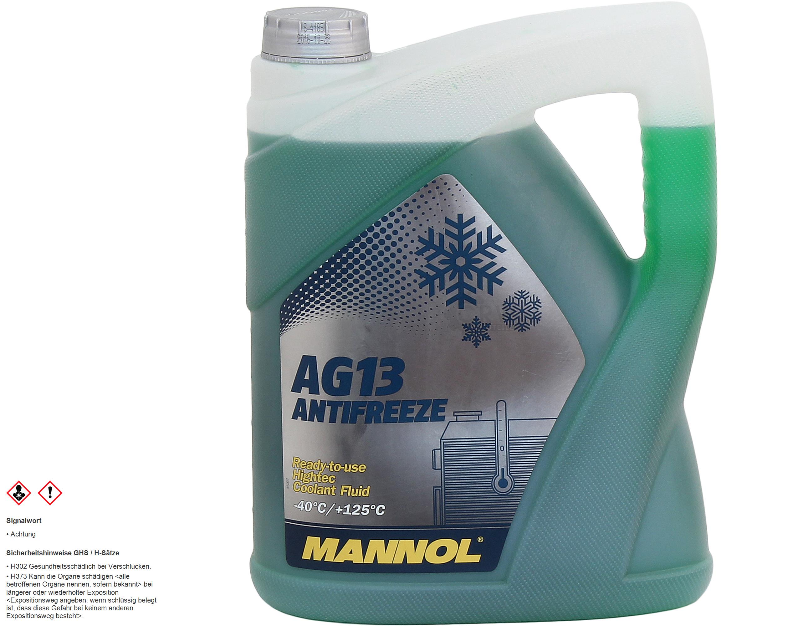 5 Liter MANNOL Kühlerfrostschutz Hightec Antifreeze AG13 -40°C grün G13