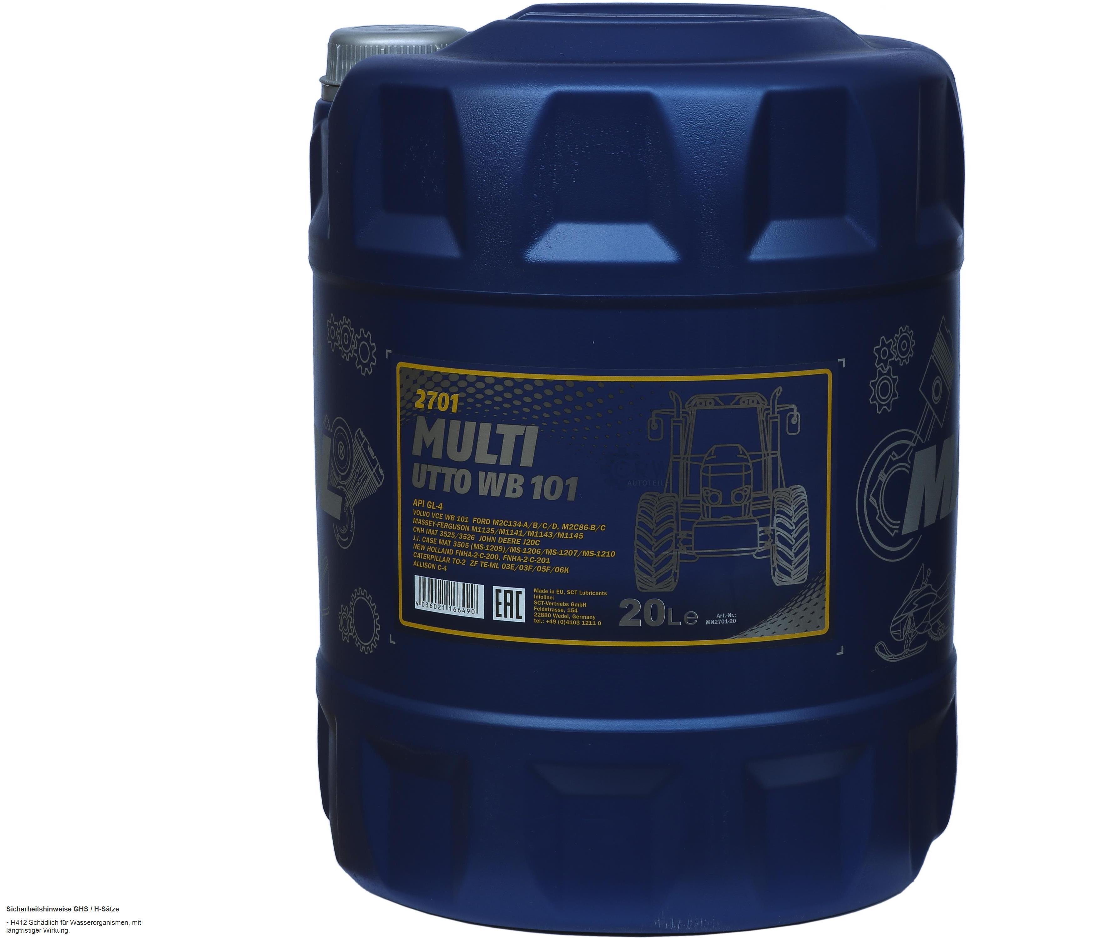20  Liter MANNOL Multi UTTO WB 101 API GL-4 Landmaschinenöl