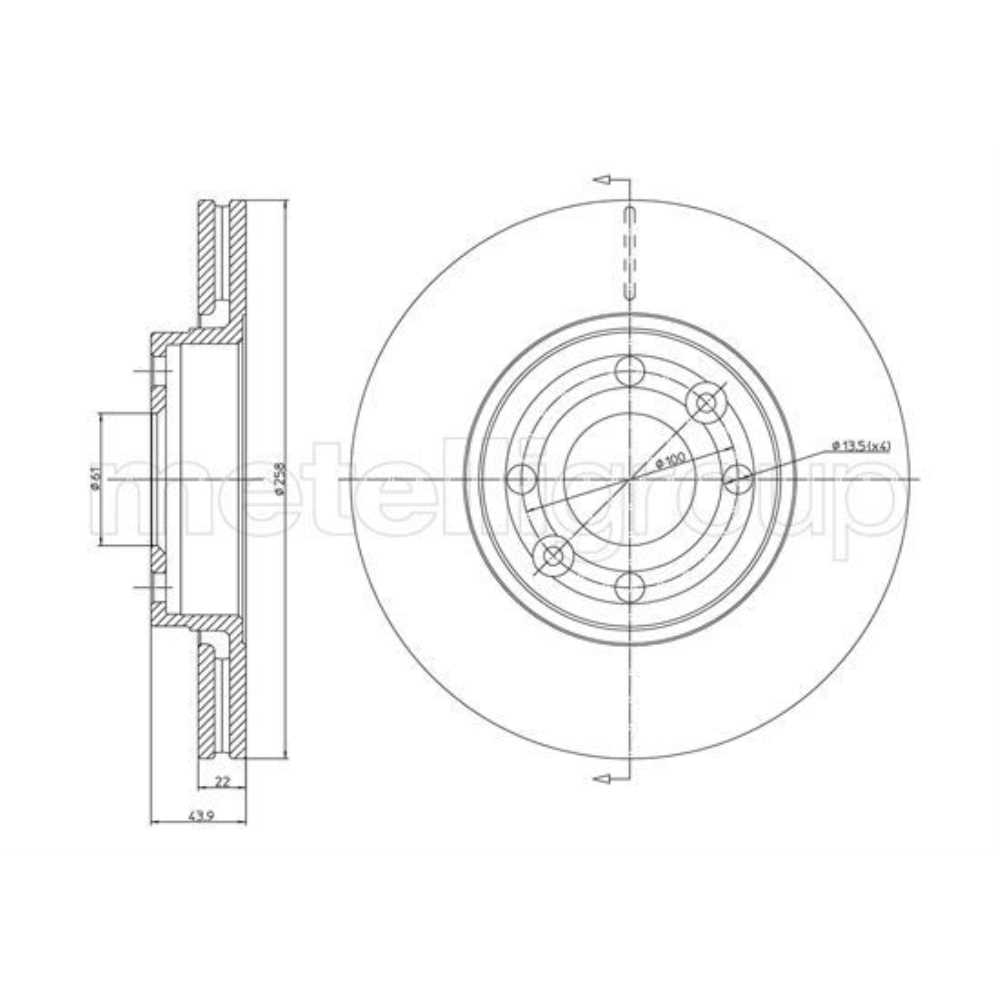 METELLI Bremsscheibe vorne Ø258 mm für Renault Captur Clio IV Twingo III