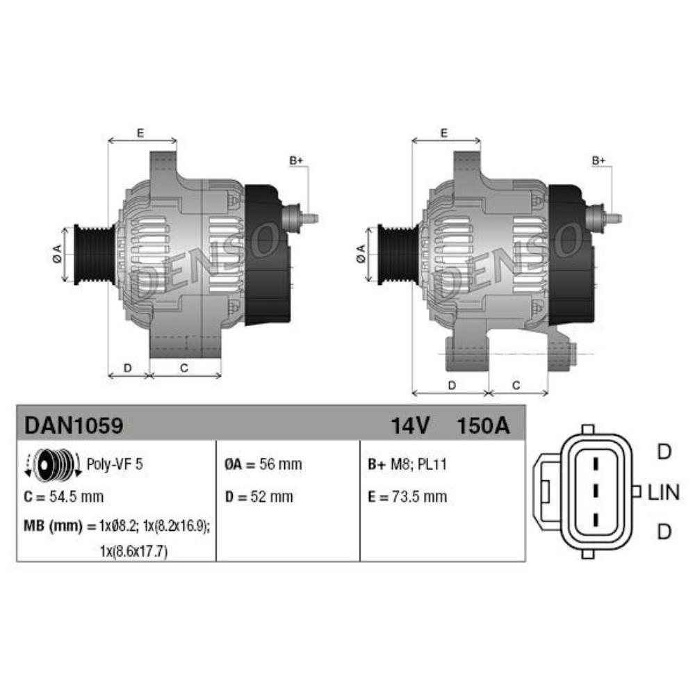 DENSO Generator Lichtmaschine 150A 14V für Volvo C70 II Cabriolet 542 S40 544