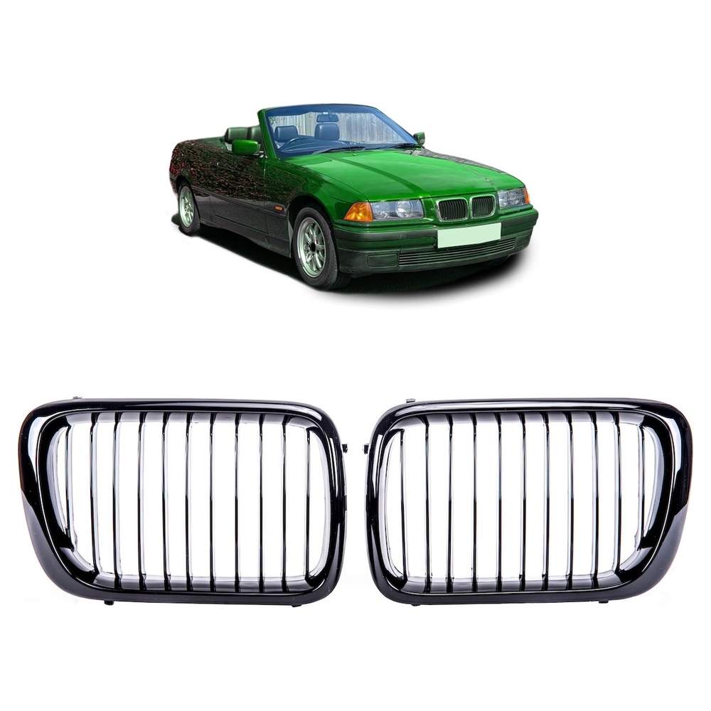 Sport Performance Kühlergrill Nieren Satz schwarz Glanz für BMW 3er E36 Bj.96-99