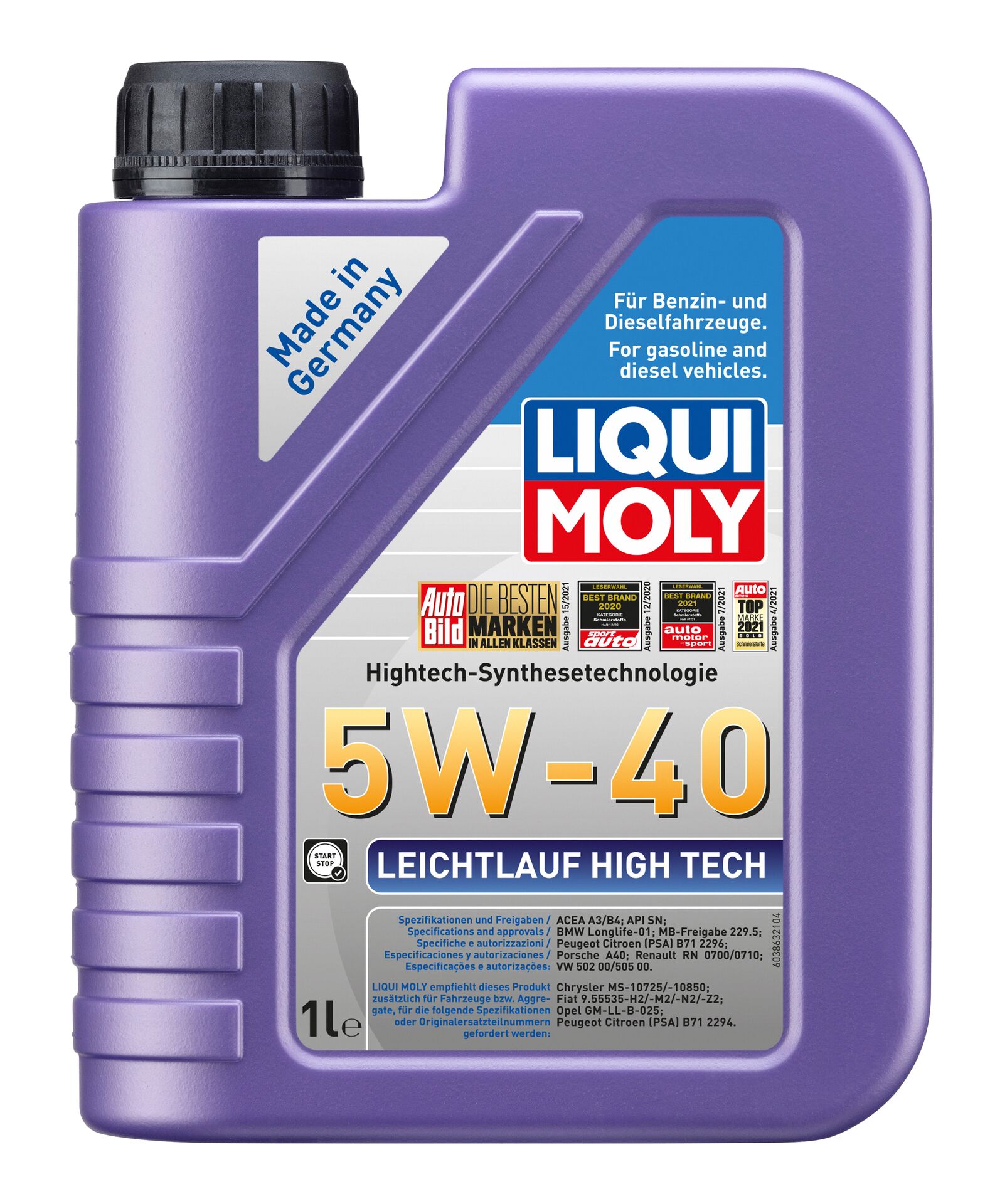LIQUI MOLY Motoröl für VW UP 121 122 BL1 BL2 1.0 Golf V 1K1 1.4 16V 1.6 1J1