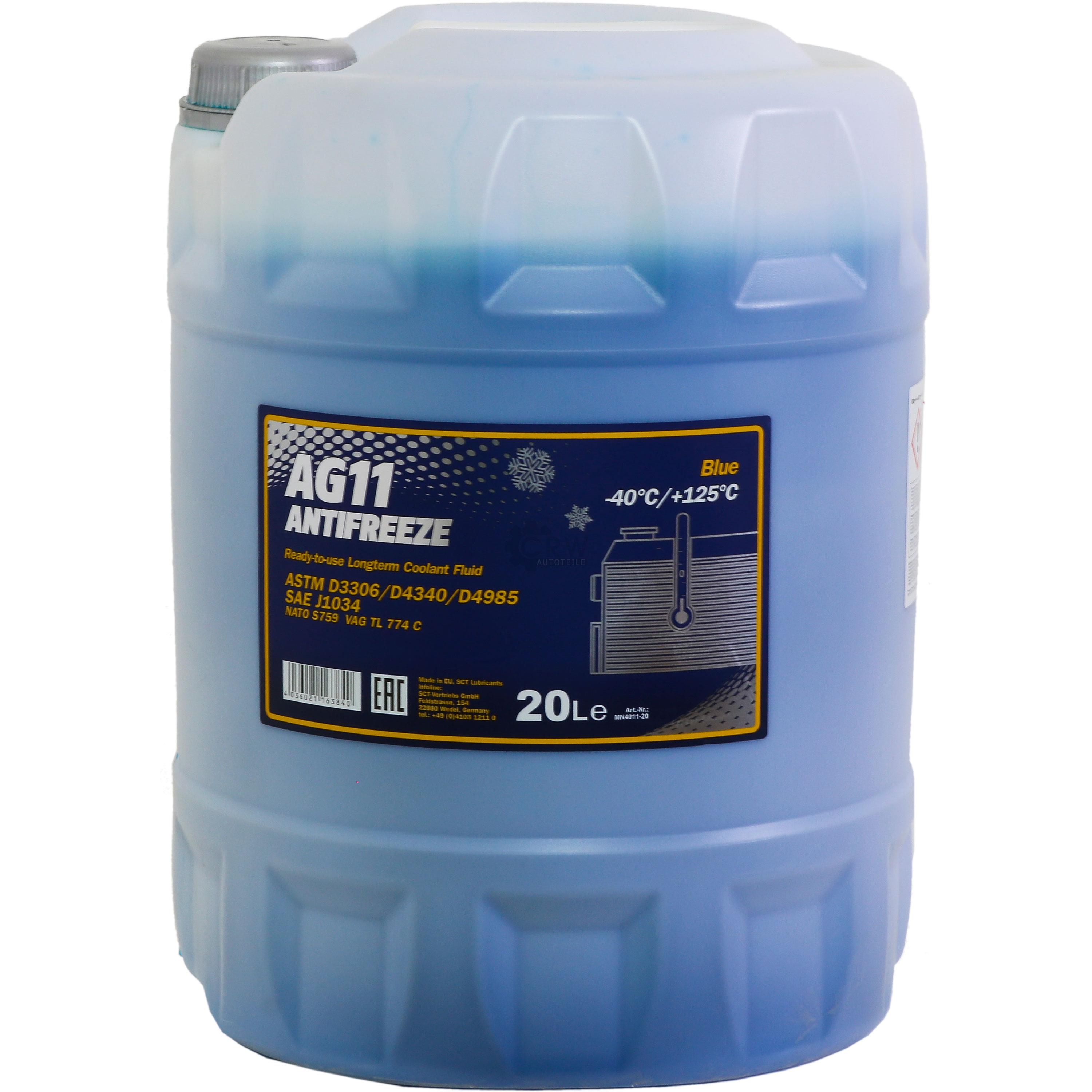 20 Liter MANNOL Kühlerfrostschutz Longterm Antifreeze AG11 -40°C blau Typ G11