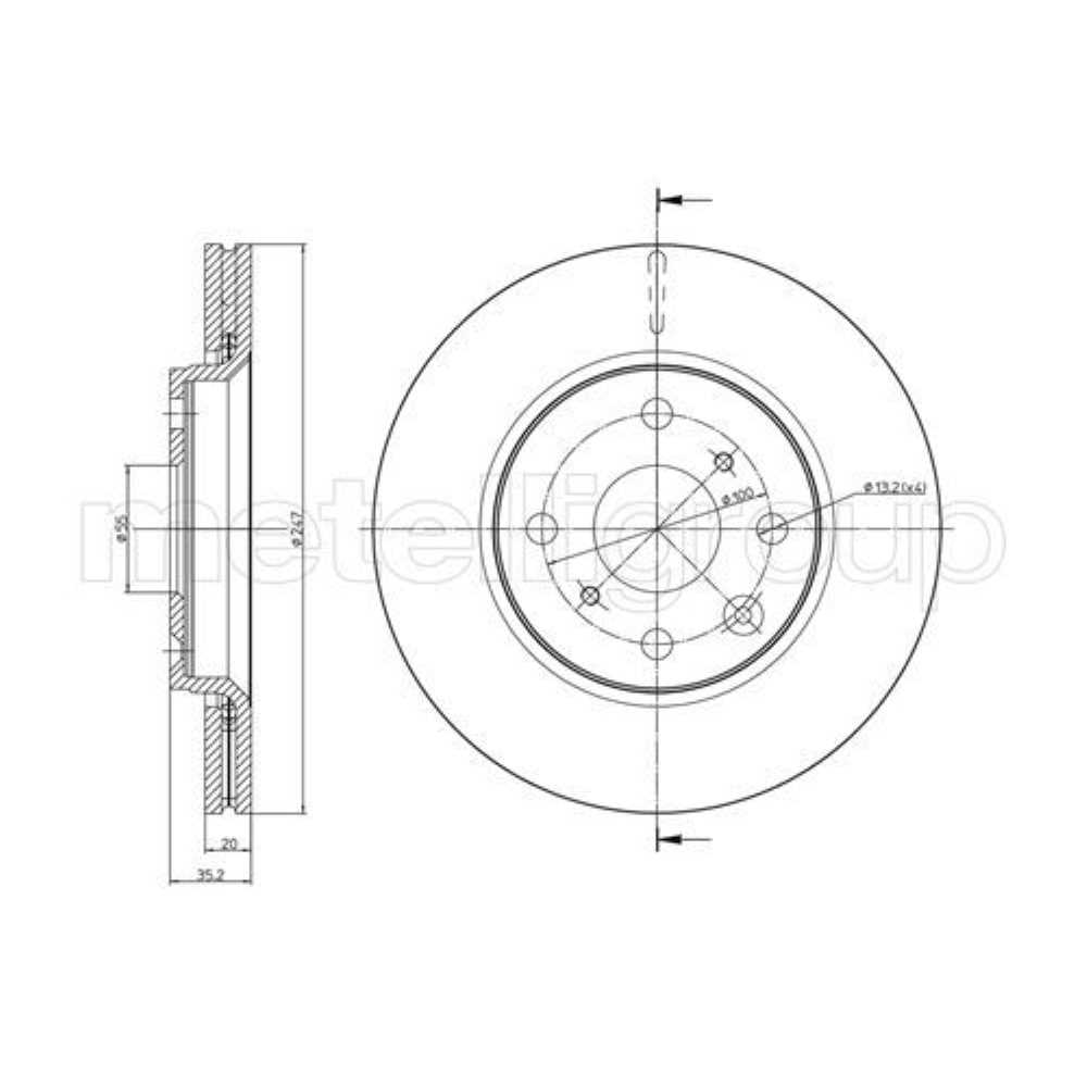 METELLI Bremsscheibe vorne Ø247 mm belüftet für Toyota Aygo WNB1_ KGB1_ PAB4_