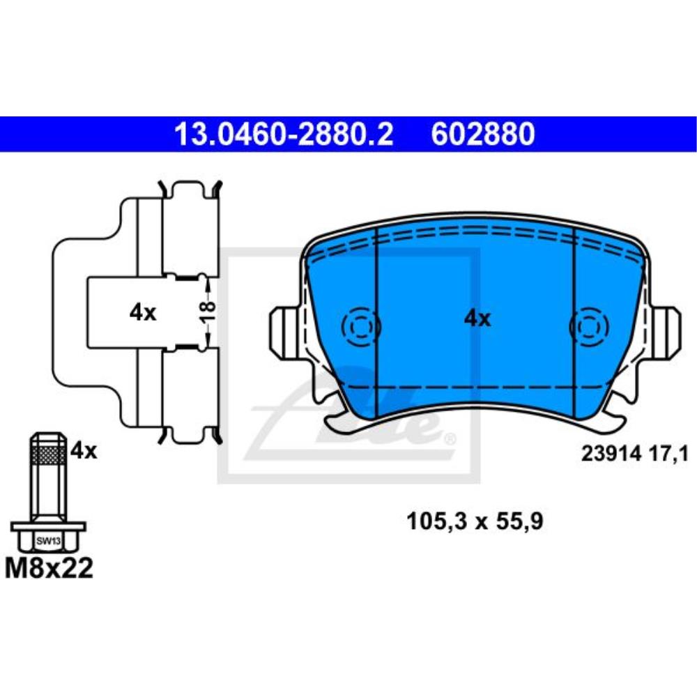 ATE Satz Bremsen Bremsscheiben + Bremsbeläge hinten für Audi A6 Avant 4F5 C6