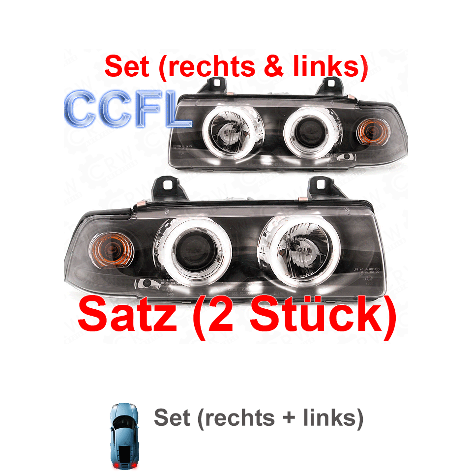 Set Scheinwerfer für BMW 3er E36 92-98 Coupe/Cabrio klar CCFL Angel Eyes Sonar