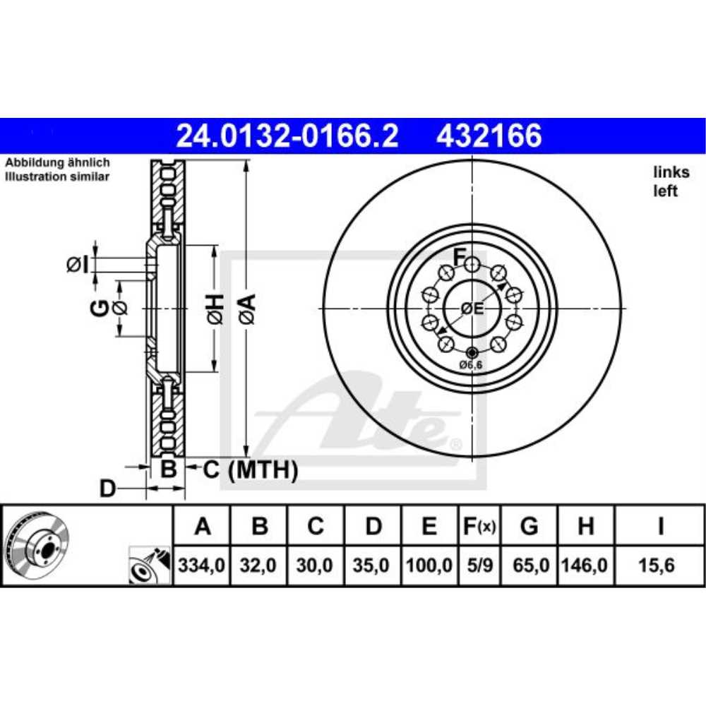 Bremsscheibe 24.0132-0166.2 vorne für VW Golf IV 1J1 Audi TT Roadster 8N9 8N3
