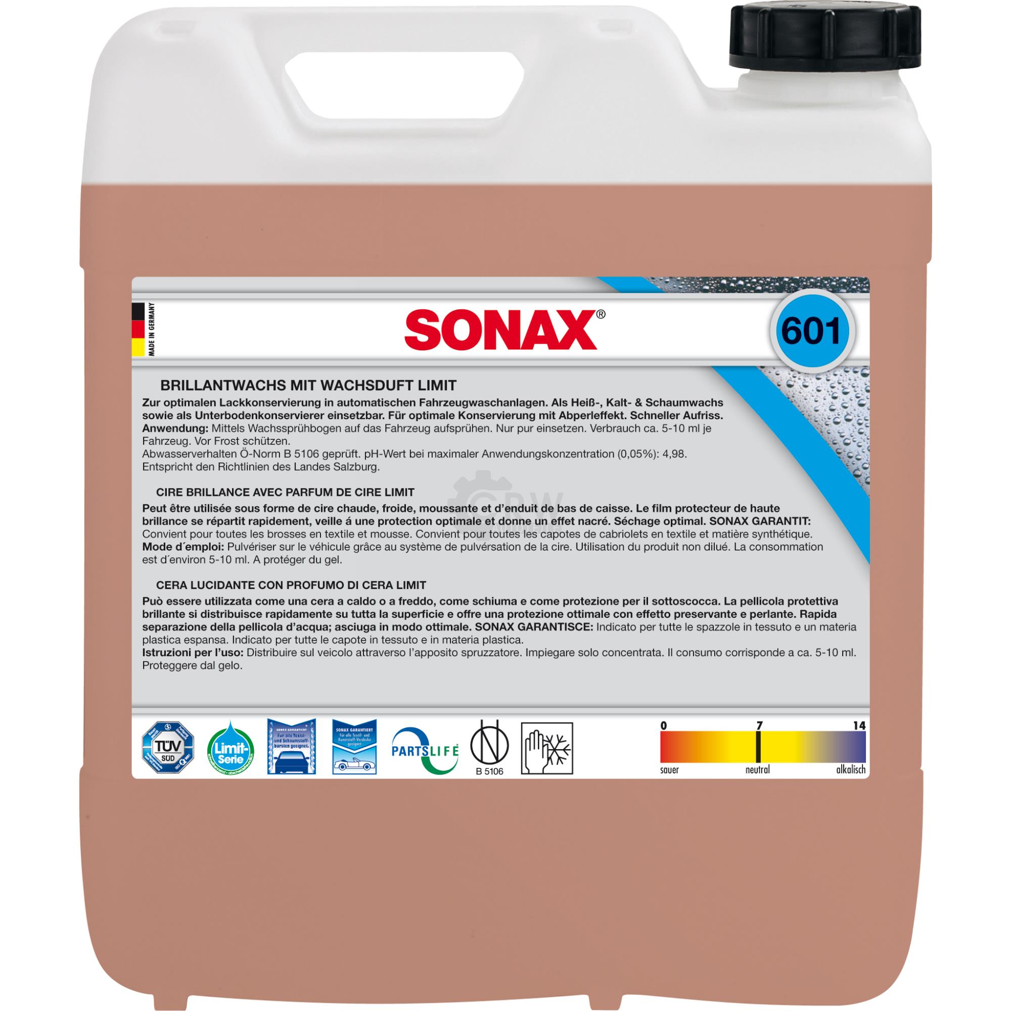 SONAX 06016000  Wax Lackkonservierung Hochglanzschutzfilm 10 Liter