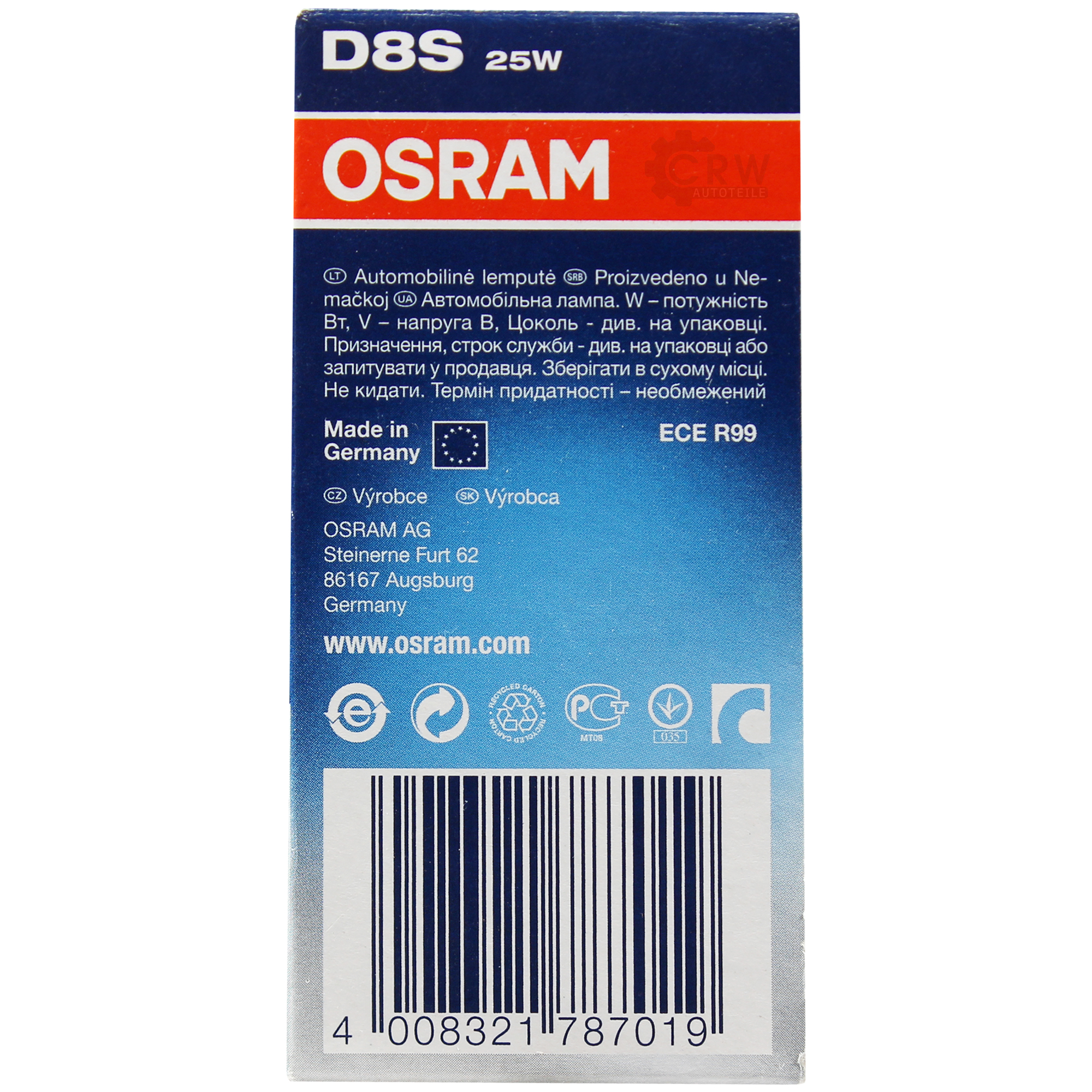 OSRAM D8S Xenarc Brenner Xenon Lampe Birne für Scheinwerfer 66548