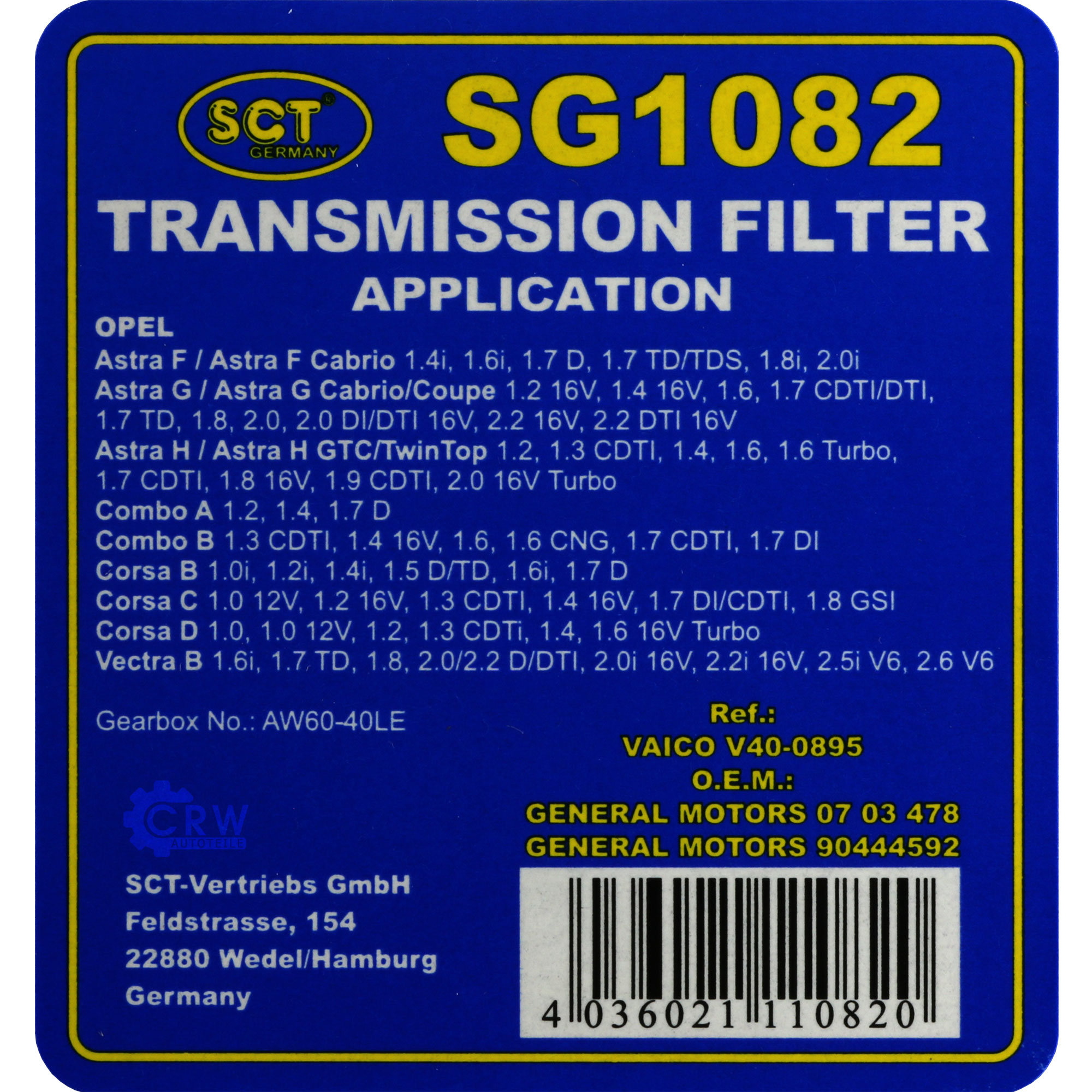 SCT Getriebeölfilter Filter SG 1082 für Automatikgetriebe ATF