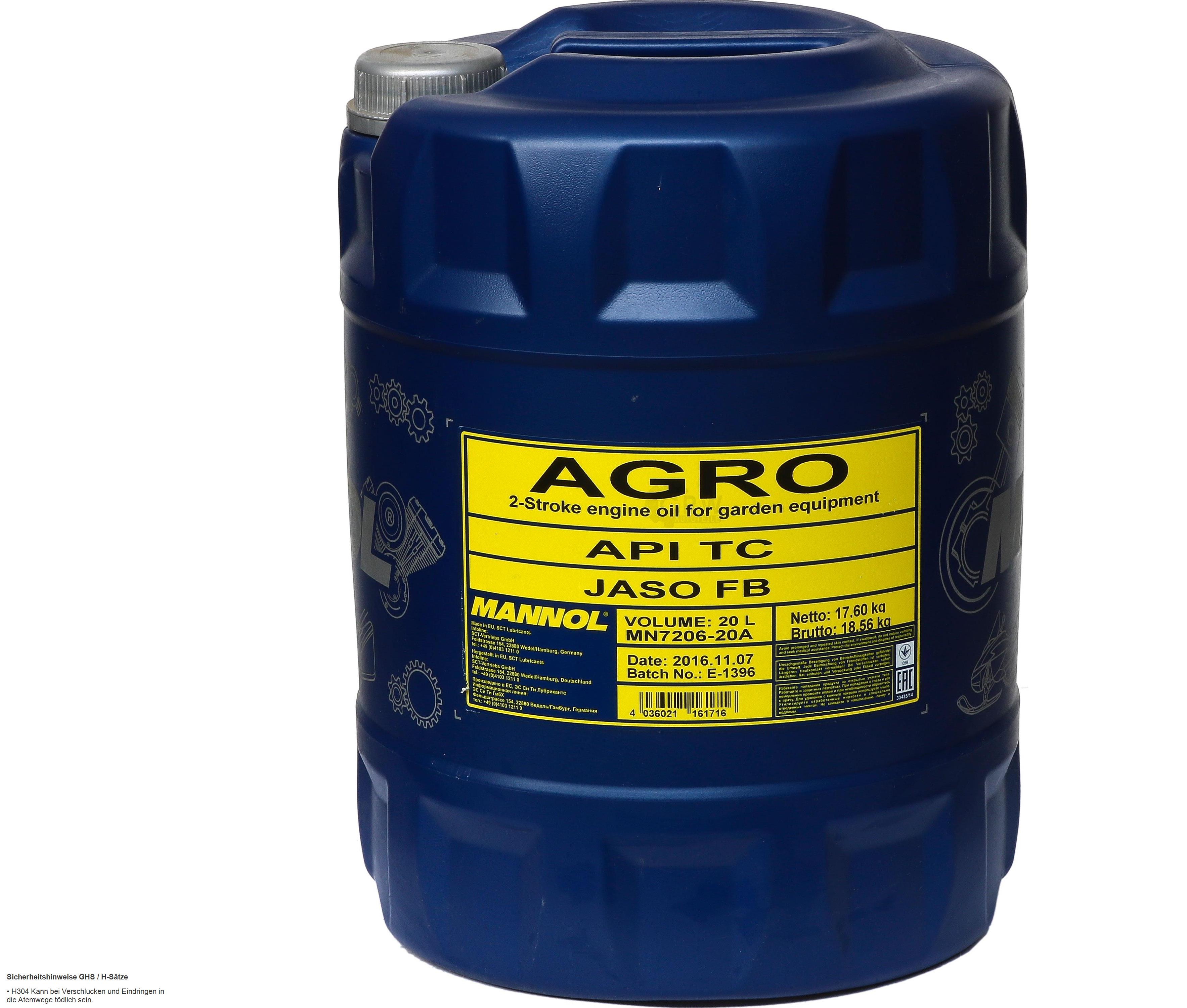 20 Liter  MANNOL AGRO API TC Motoröl für Gartengeräte Engine Oil Öl