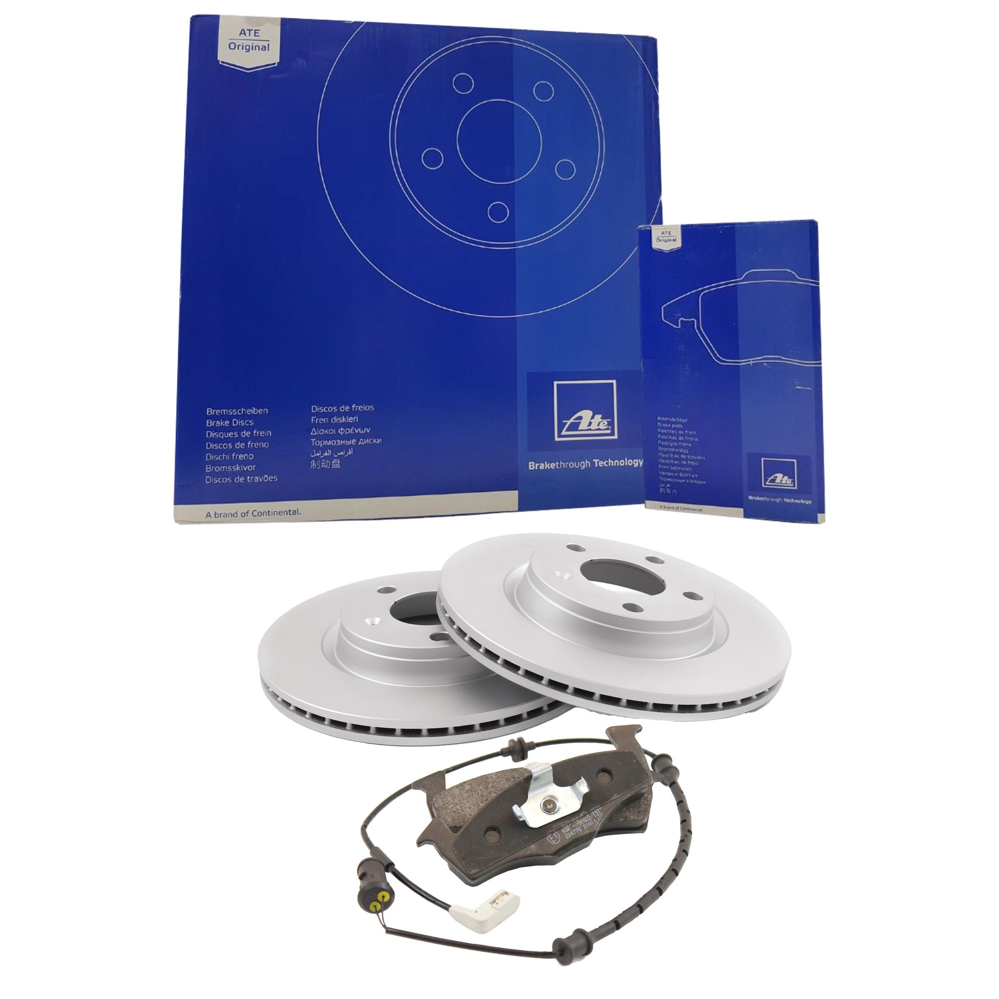 ATE Satz Bremsbeläge + Bremsscheiben belüftet vorne für Fiat Punto Evo Grande