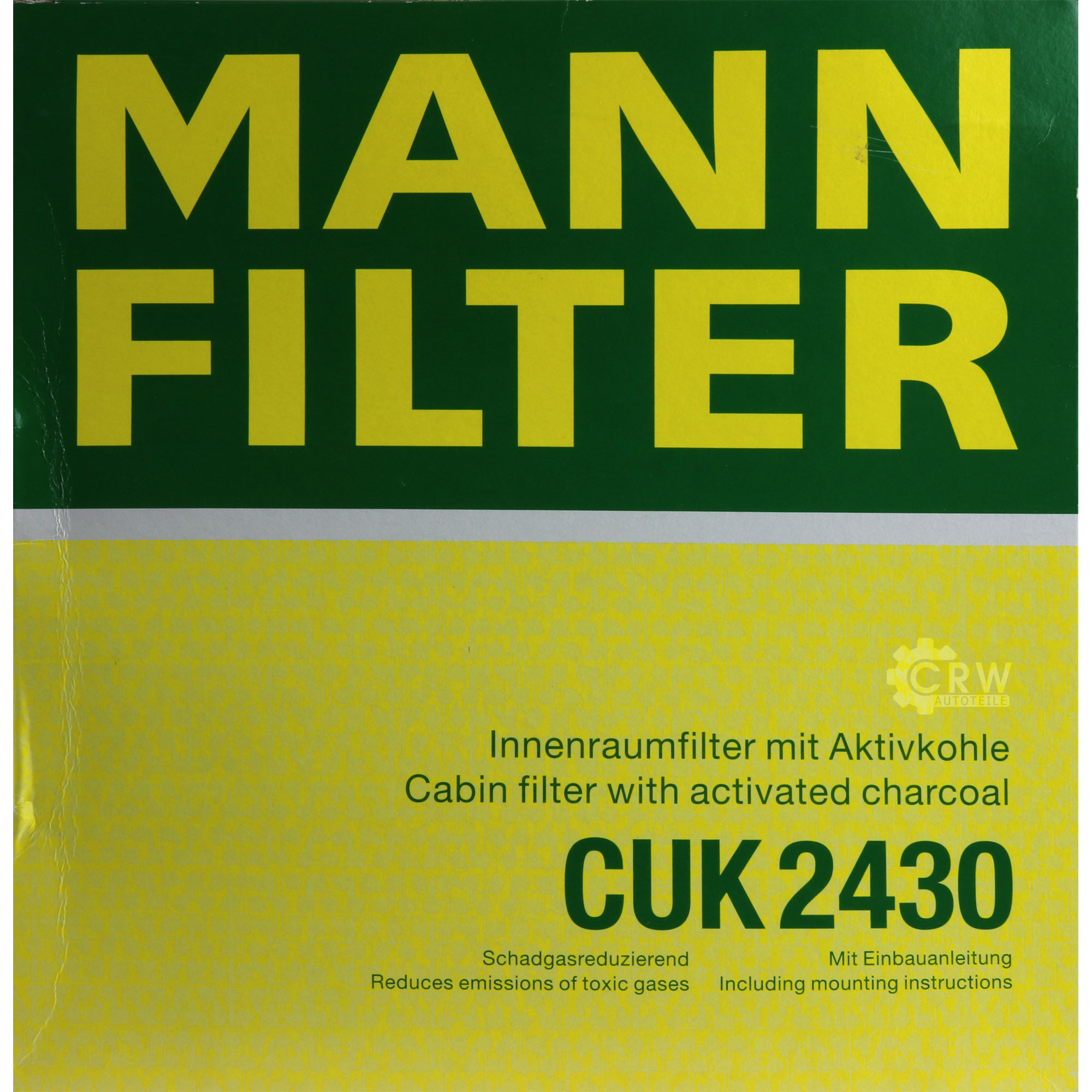 MANN-FILTER Innenraumfilter Pollenfilter Aktivkohle CUK 2430