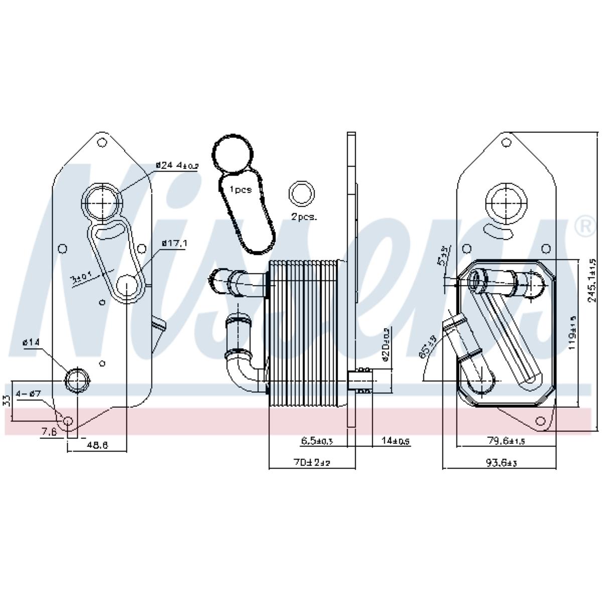 Ölkühler 119 x 80 für Ford Transit V363 Kasten FCD FDD FAD FBD FED FFD