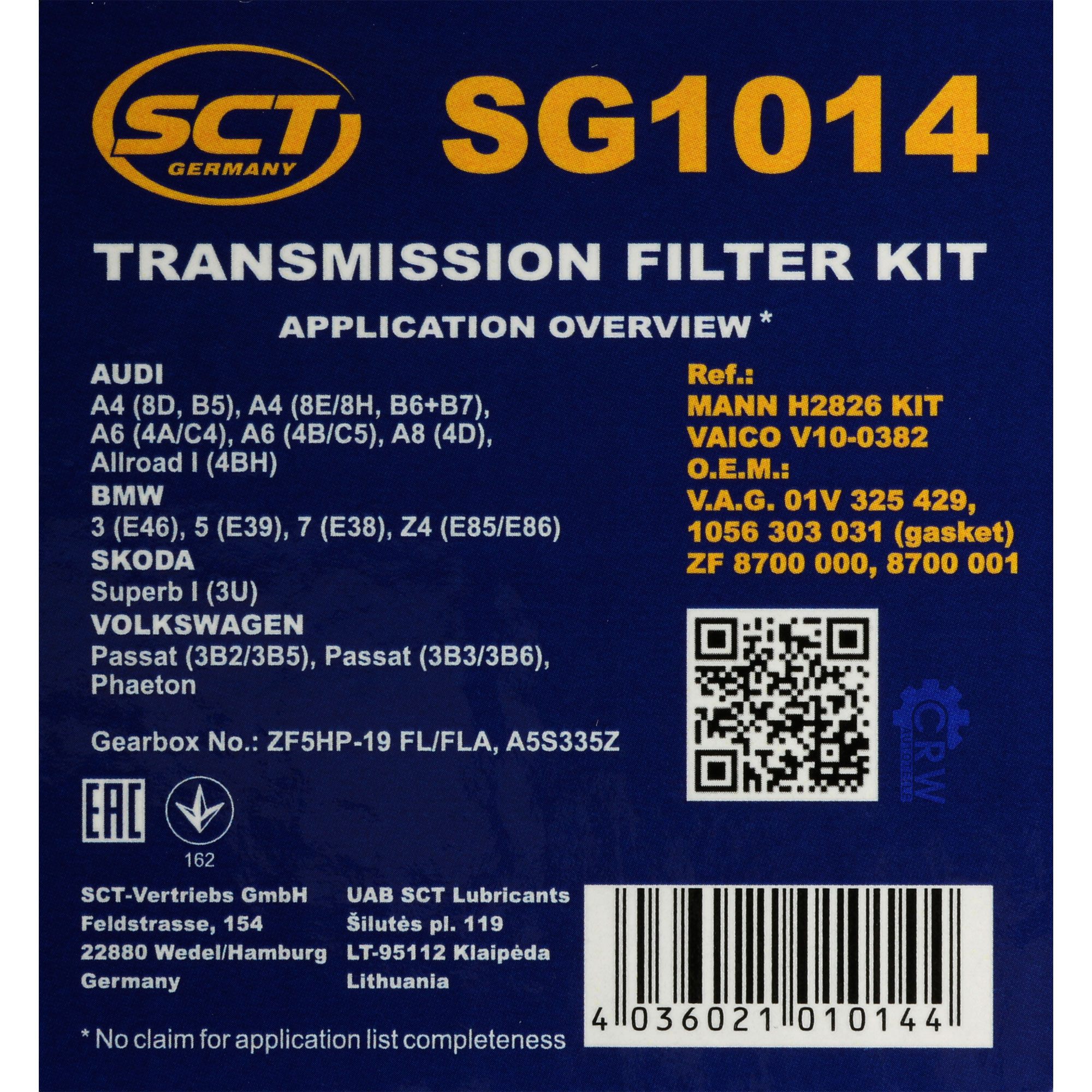 SCT Getriebeölfilter Hydraulikfiltersatz für Automatikgetriebe SG 1014