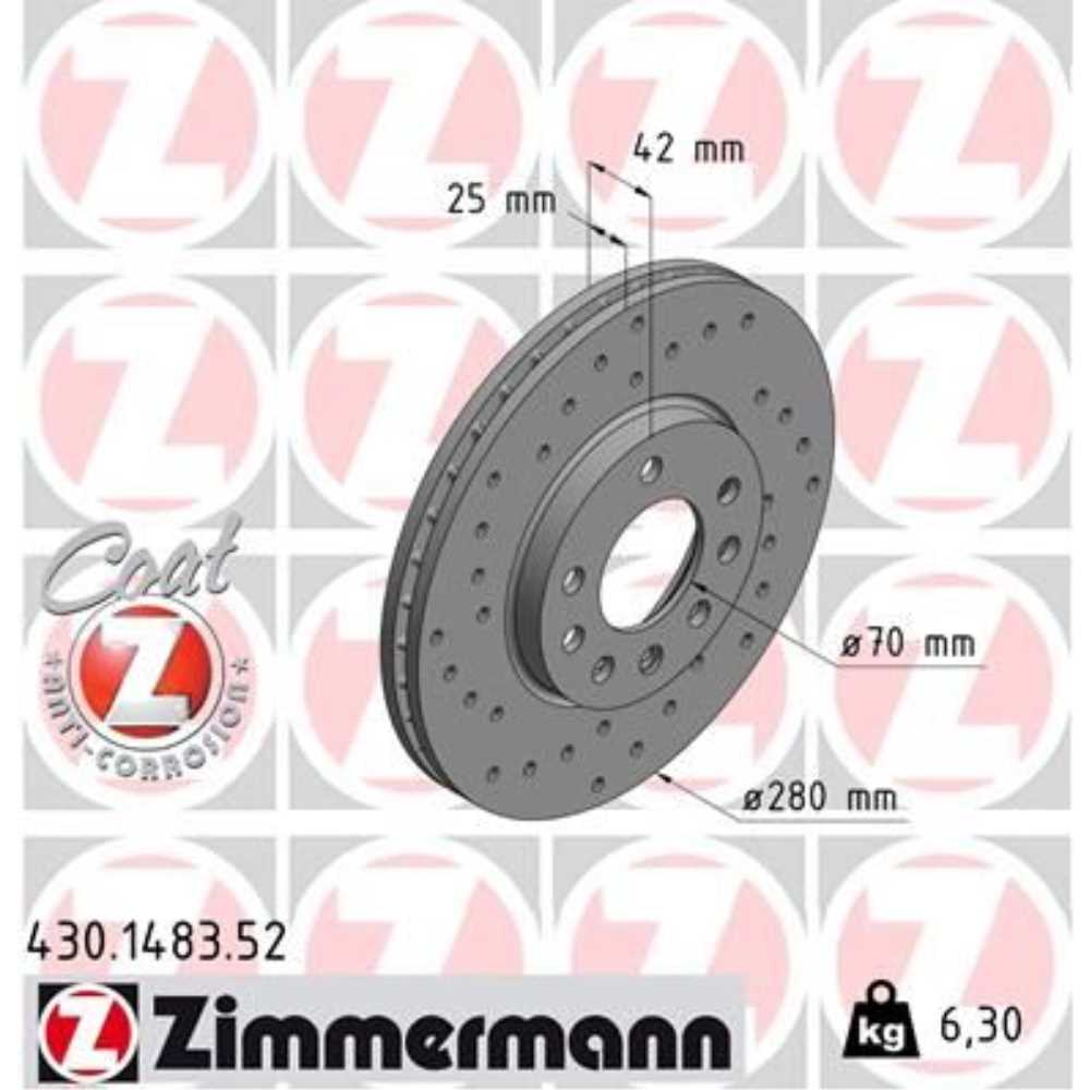 ZIMMERMANN Bremsscheiben belüftet vorne + Bremsbeläge für Opel Zafira A F75 