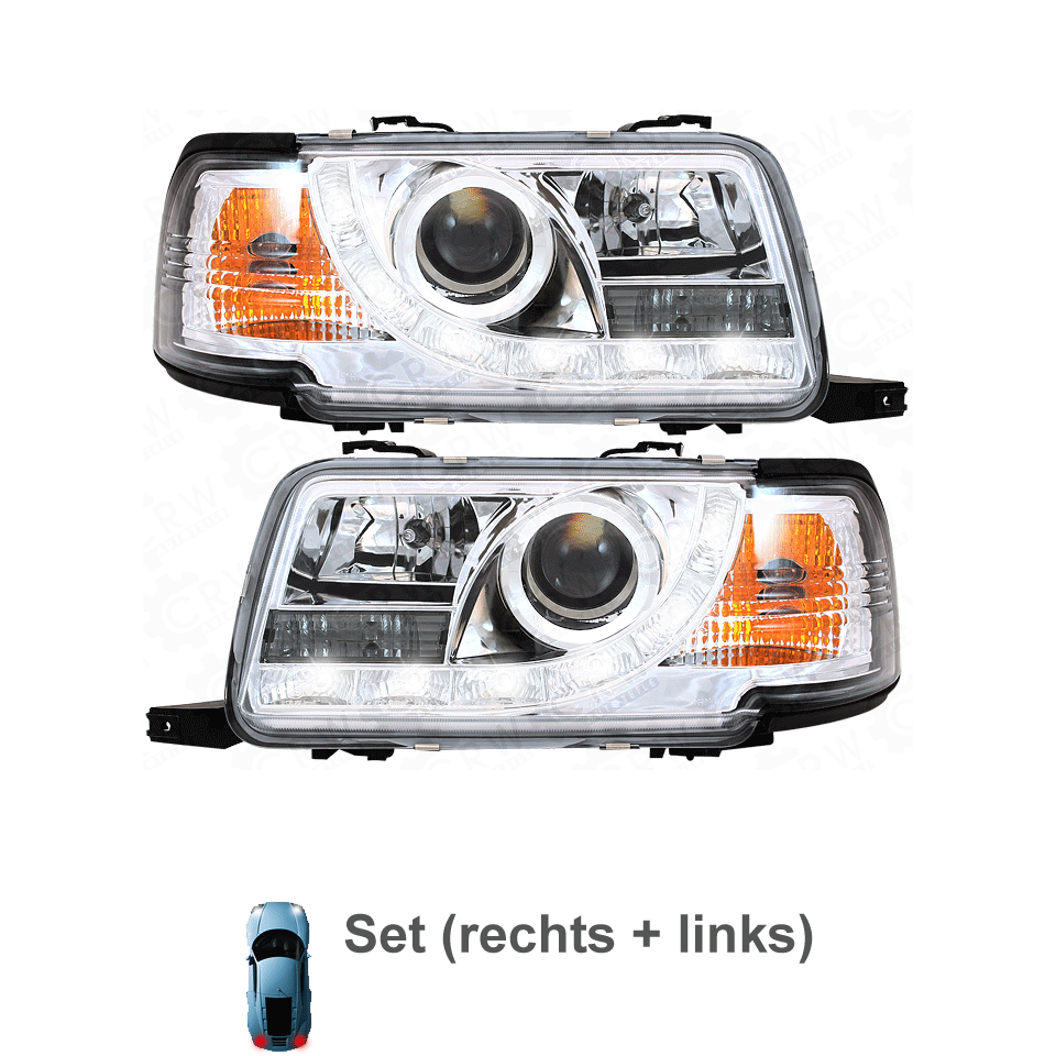 Scheinwerfer Set für Audi 80 B4 Typ 8C Bj. 91-94 LED Dragon Lights klar/chrom