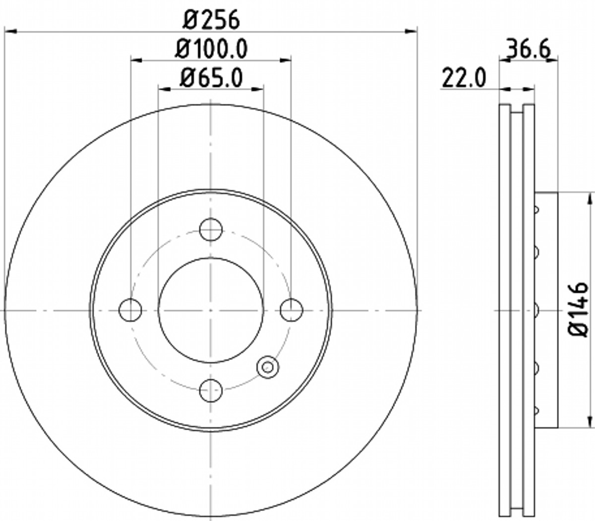 HELLA PAGID Bremsscheibe vorne Ø256 mm außenbelüftet für VW UP Load UP!