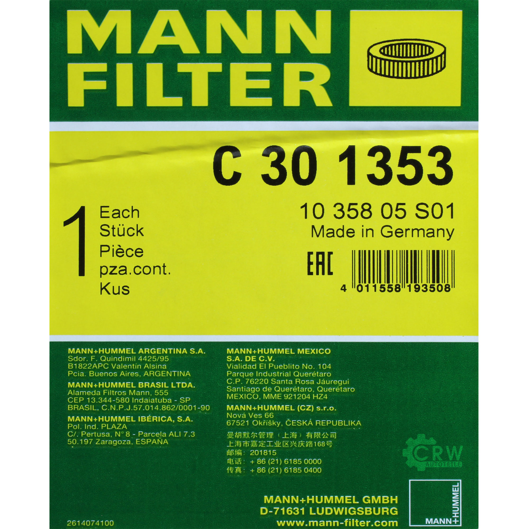MANN-FILTER Luftfilter C 30 1353