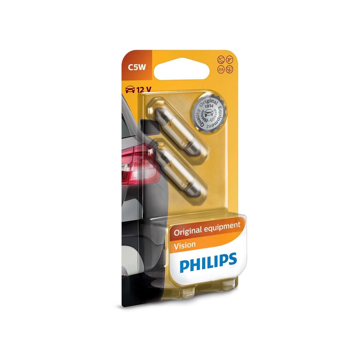 Philips Vision 2st. C5W 12V 5W SV8,5 soffitte Premium Blister Lampe Birne