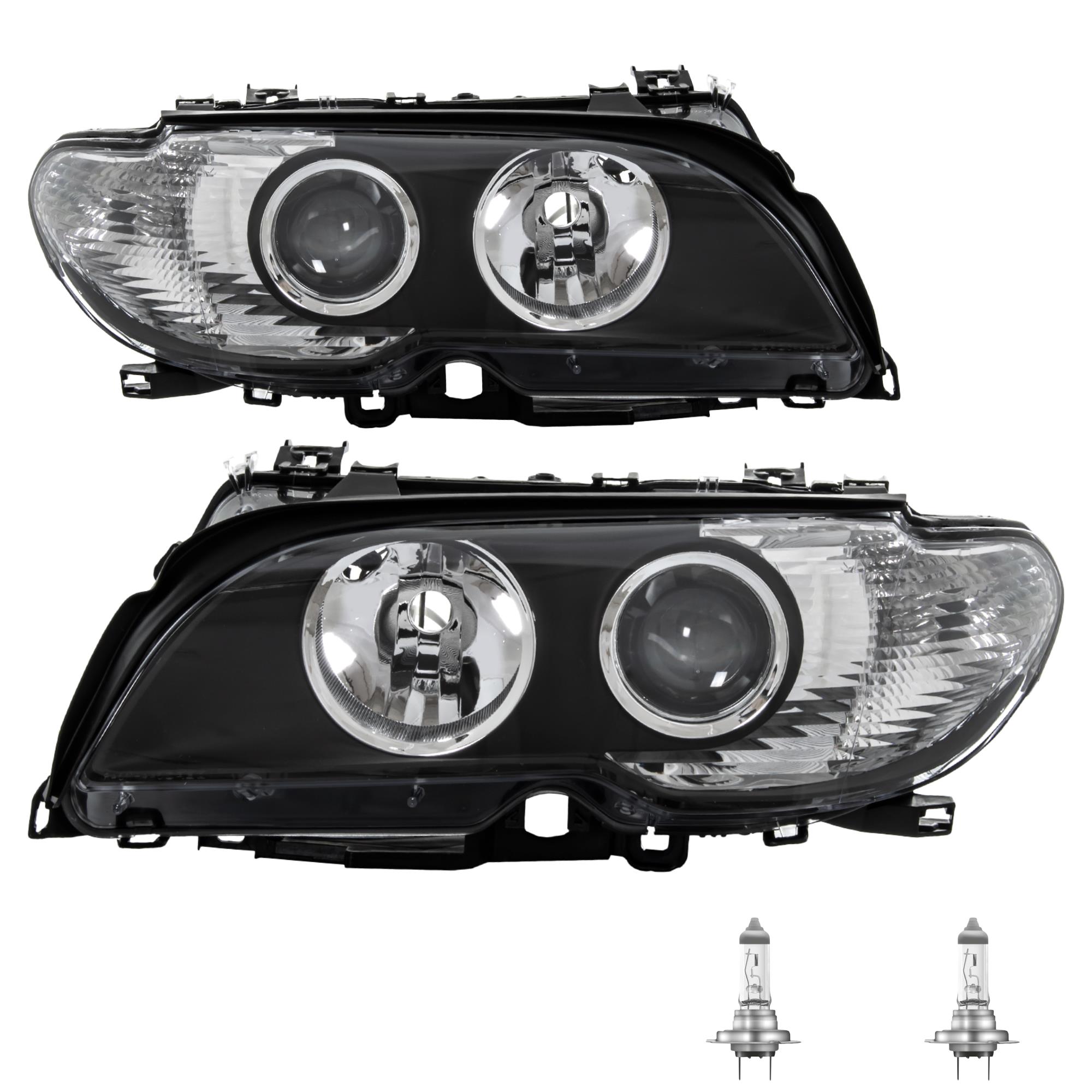 Scheinwerfer Set für BMW  E46 Bj 03-06 Facelift Coupè Cabrio schwarz H7 1341391