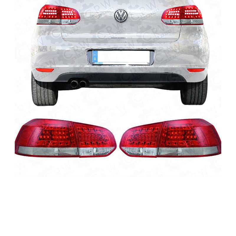Rückleuchten Set links & rechts LED für VW Golf VI 6 08- Klarglas rot-wiess GGS
