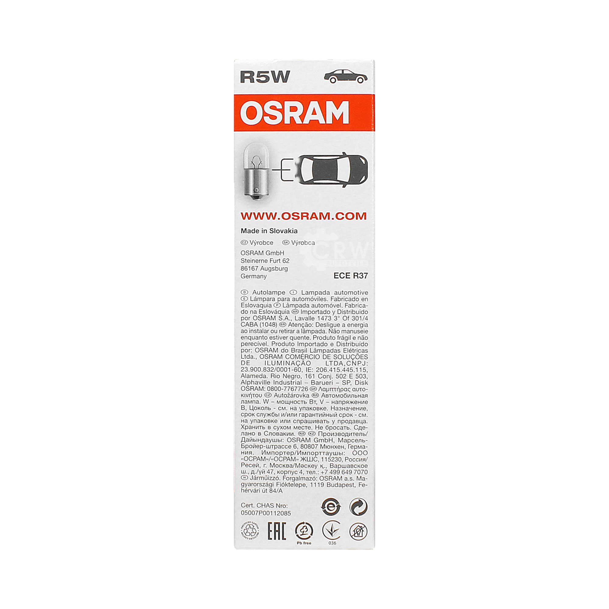 OSRAM Line Spare Parts R5W 12V 5W Sockel BA15s 10 Stück