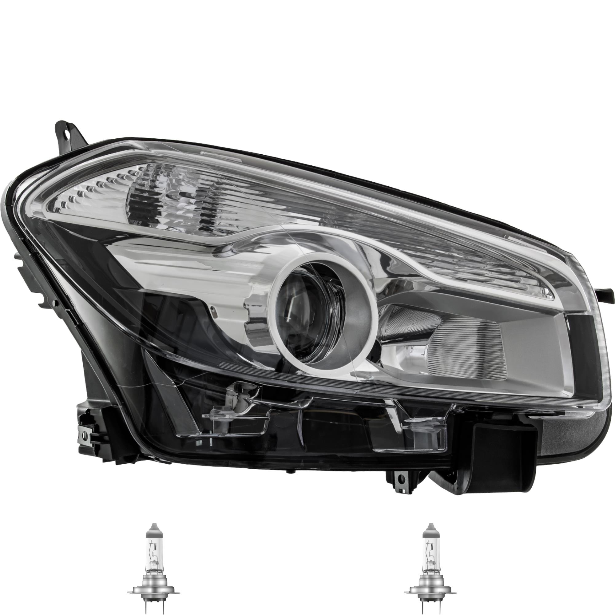 Scheinwerfer rechts für Nissan Qashqai Bj. 10->> Facelift H7+H7 inkl. Lampen