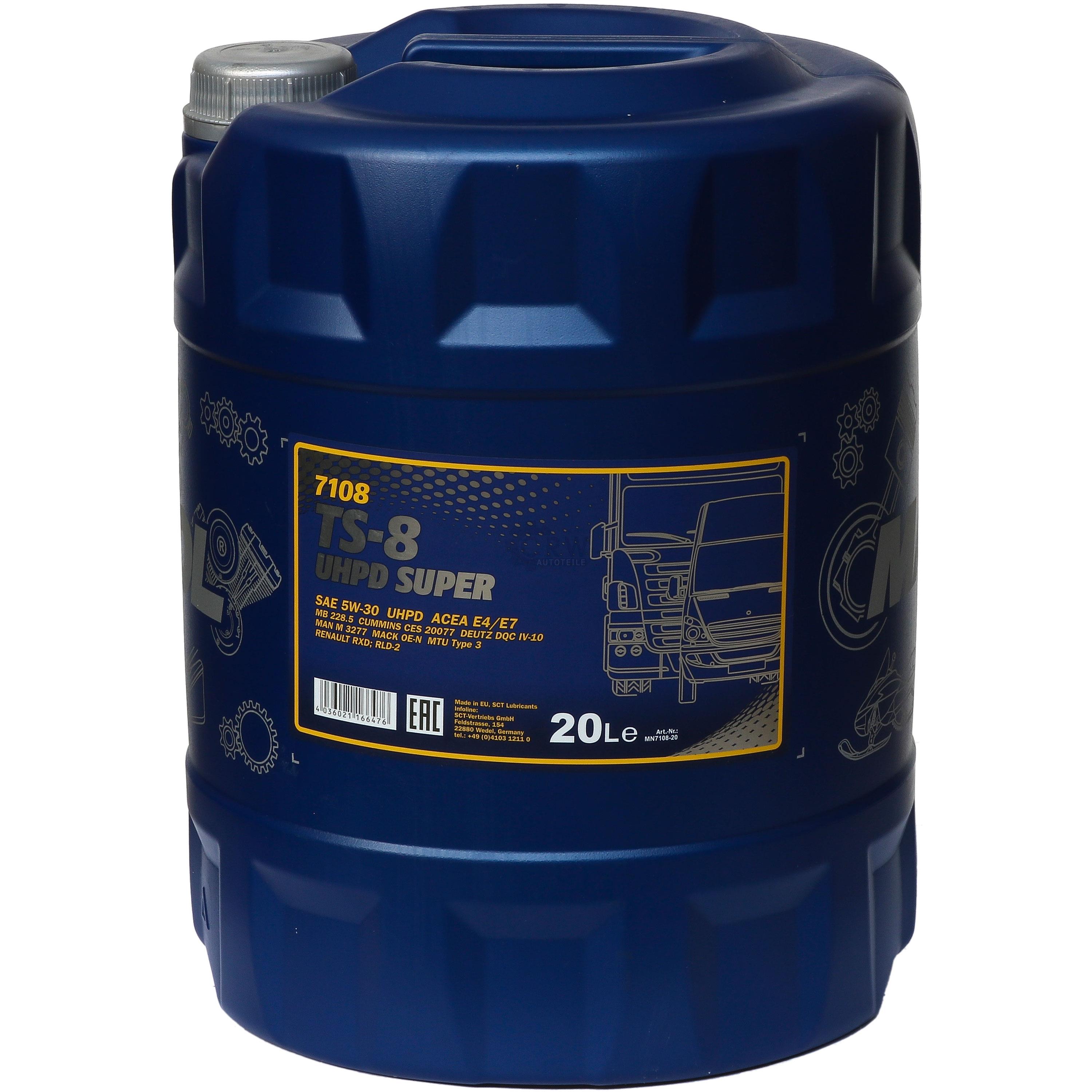 20 Liter  MANNOL TS-8 UHPD Super 5W-30 API CI-4 Motoröl Engine Oil Öl