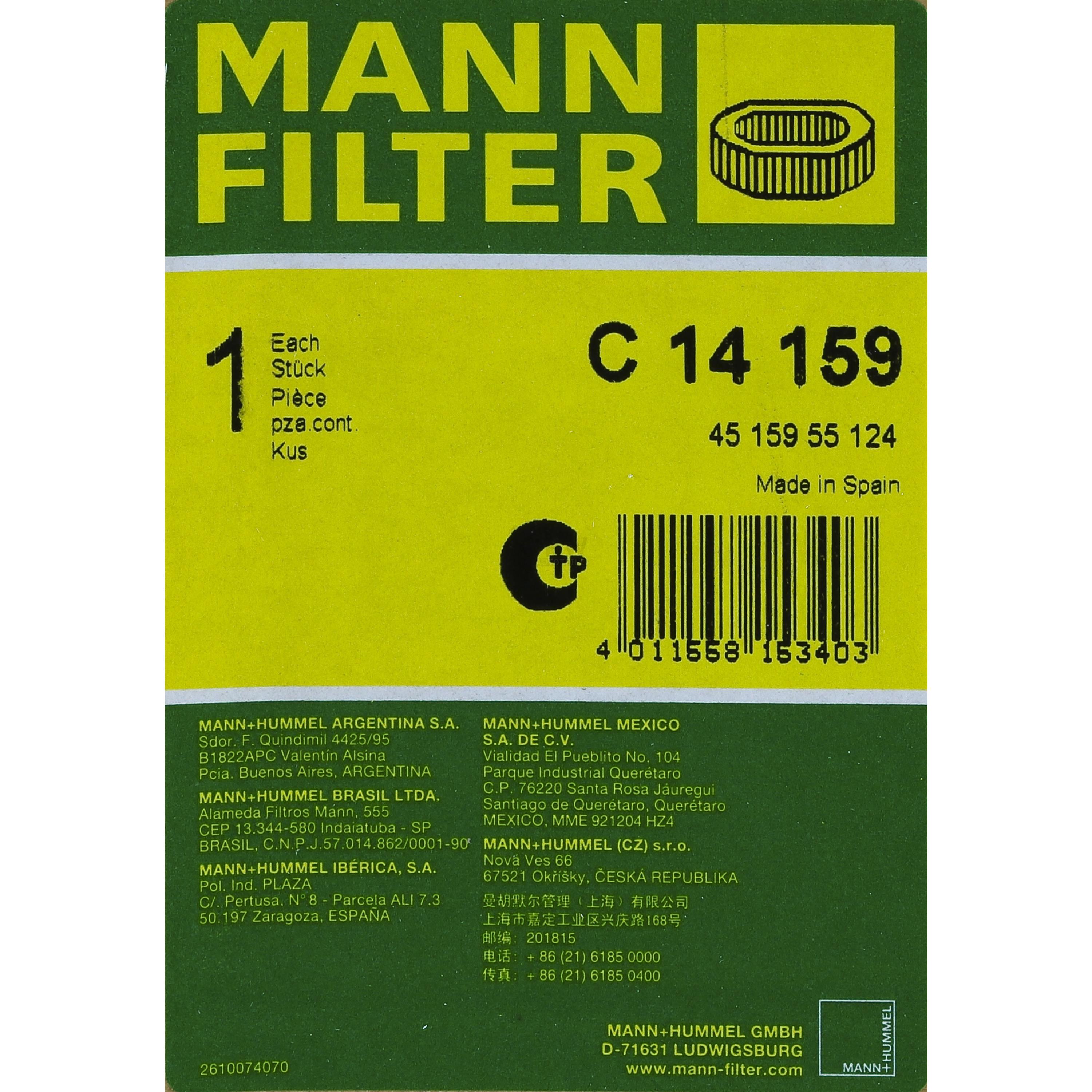 MANN-FILTER Luftfilter für Nissan Patrol GR IV Y60 2.8 TD 4.2 D W260 K260