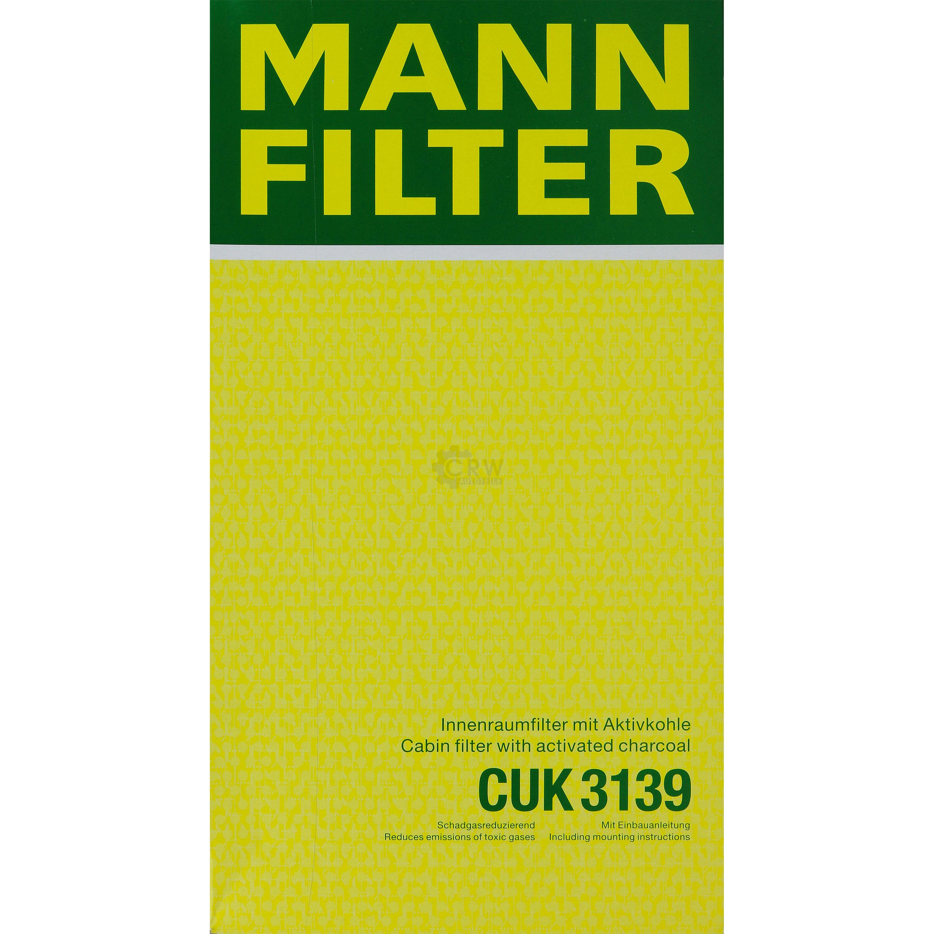 MANN-FILTER Innenraumfilter Pollenfilter Aktivkohle CUK 3139