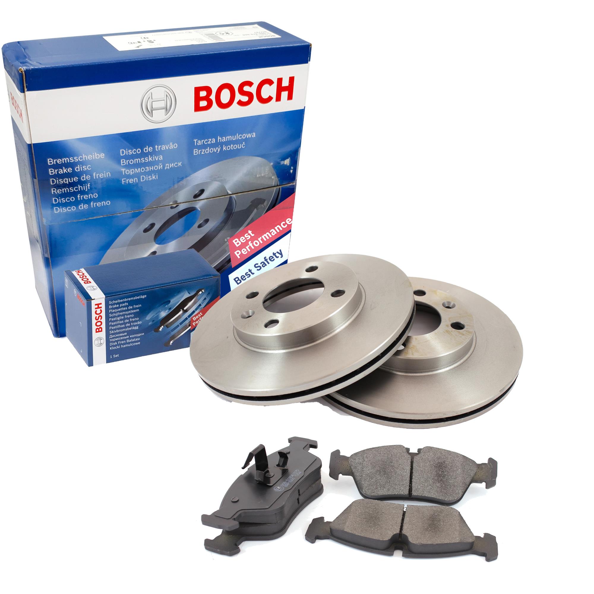 BOSCH Satz Bremsbeläge + Bremsscheiben belüftet vorne für Toyota Yaris P1 
