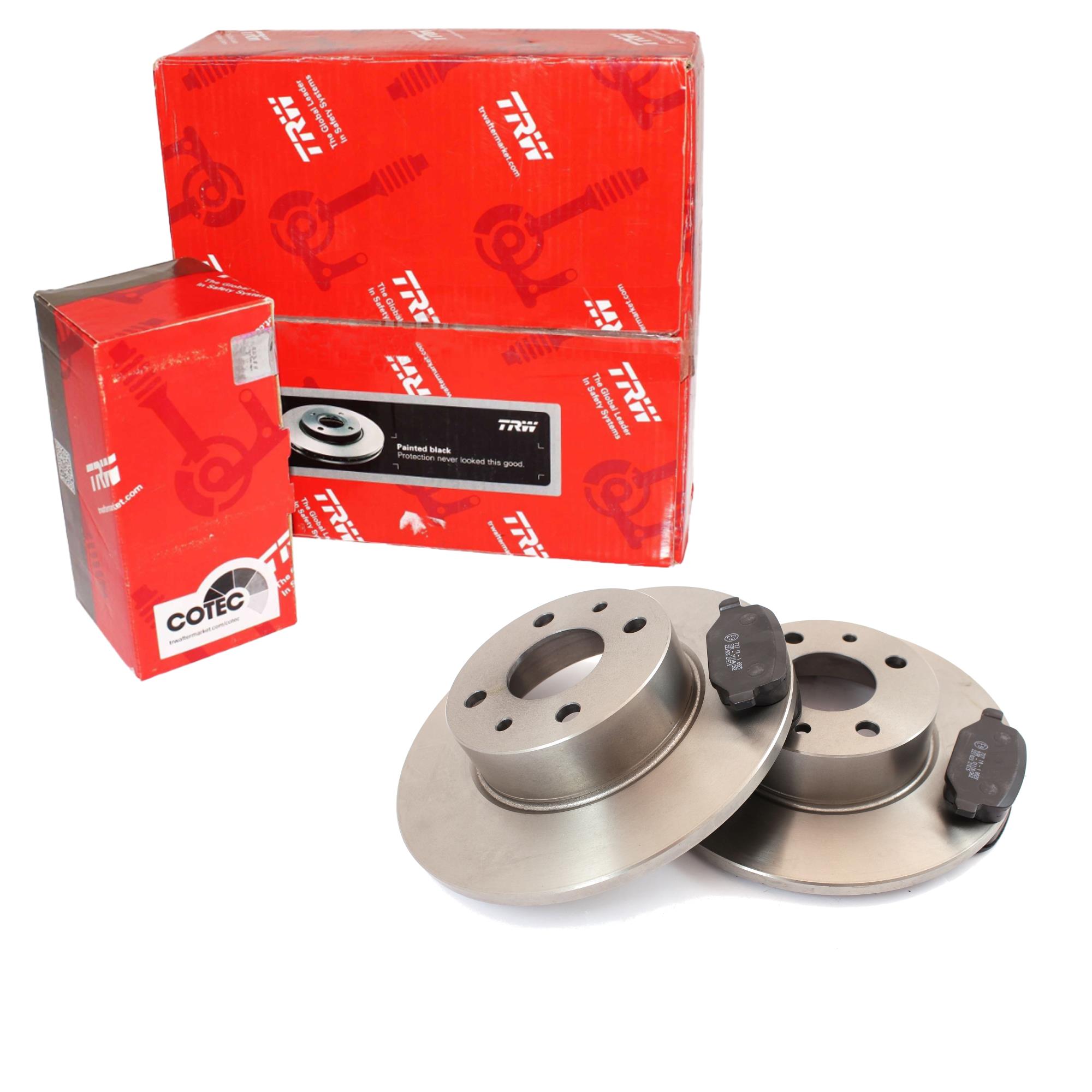 TRW Satz Bremsen Bremsscheiben Voll hinten + Bremsbeläge für Renault Clio III
