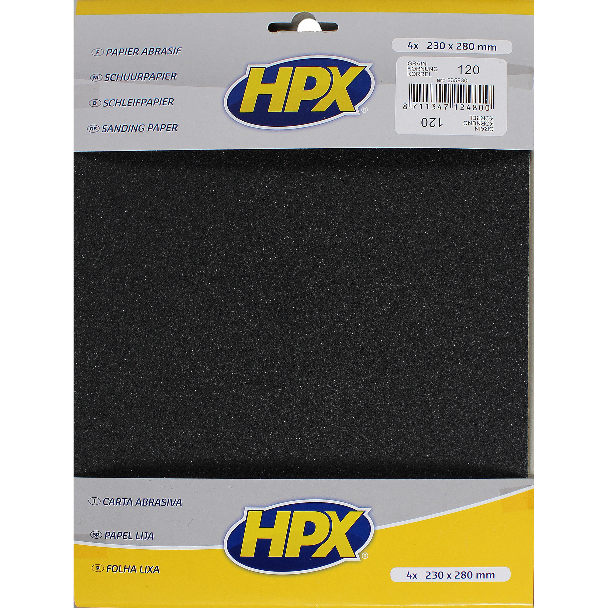 HPX SET 4 Stück Schleifpapier trocken Papier Rostlöser Körnung 120 235930