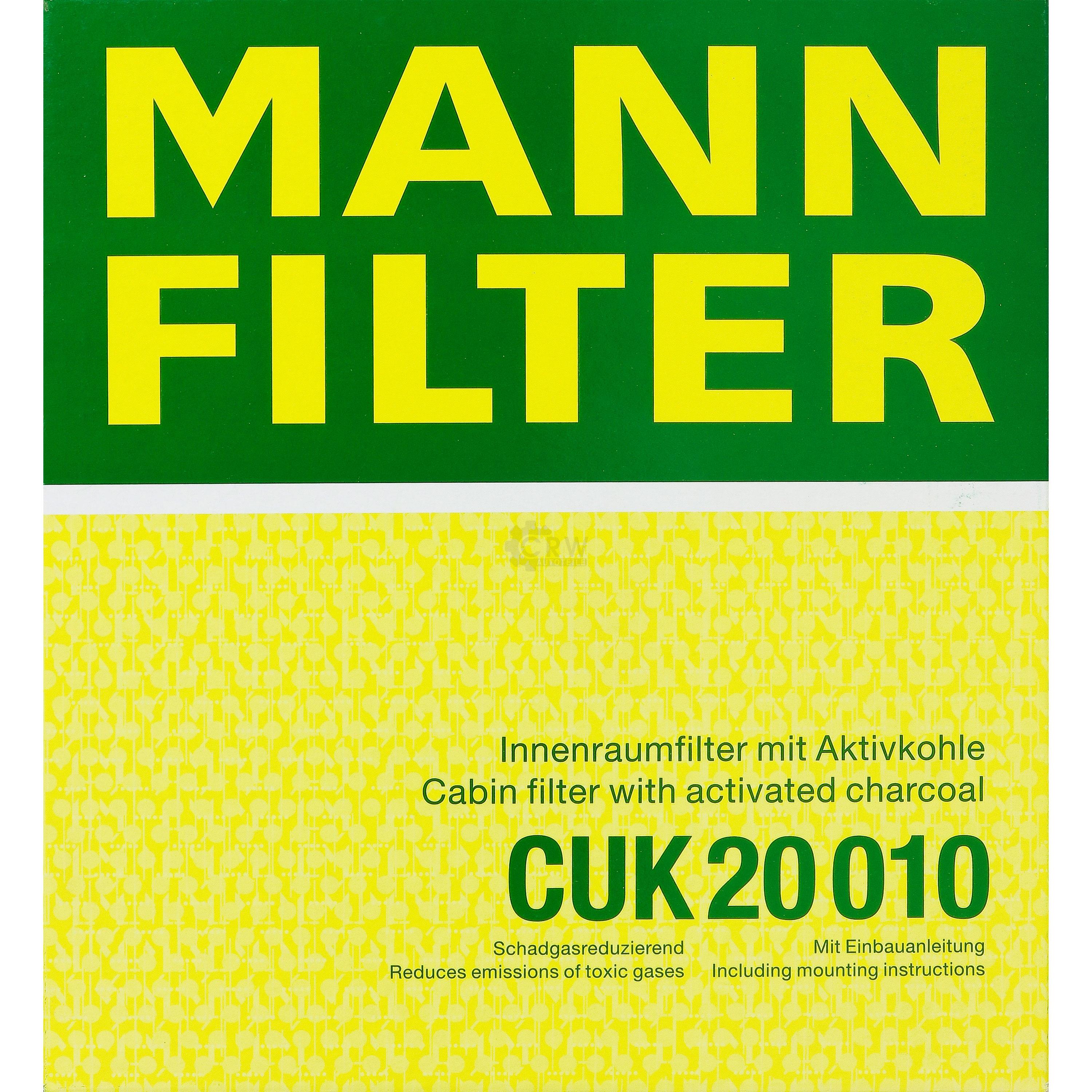 MANN-FILTER Innenraumfilter Pollenfilter Aktivkohle CUK 20 010