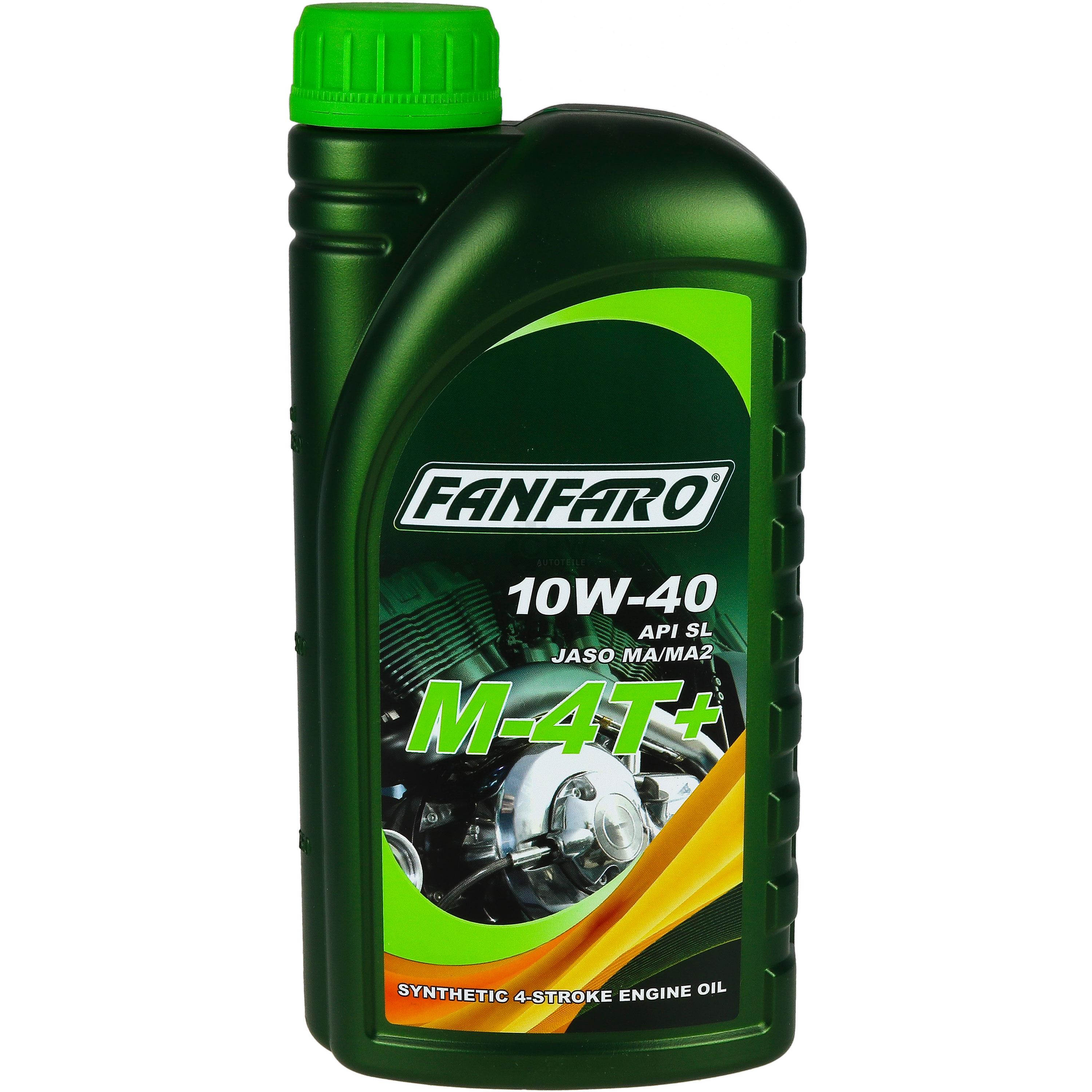 1 Liter  FANFARO Motorradöl M-4T+ API SL 10W-40 JASO MA/MA2 Synthetisch
