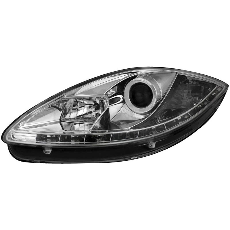 2 x Scheinwerfer für Seat Leon 1P 05-09 LED Tagfahrlicht Optik chrome