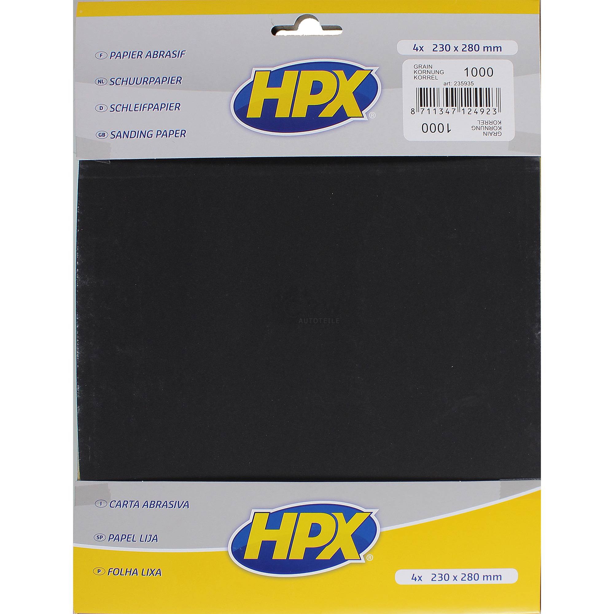 HPX SET 4 Stück Schleifpapier nass Papier Rostlöser Metall Körnung 1000 235935