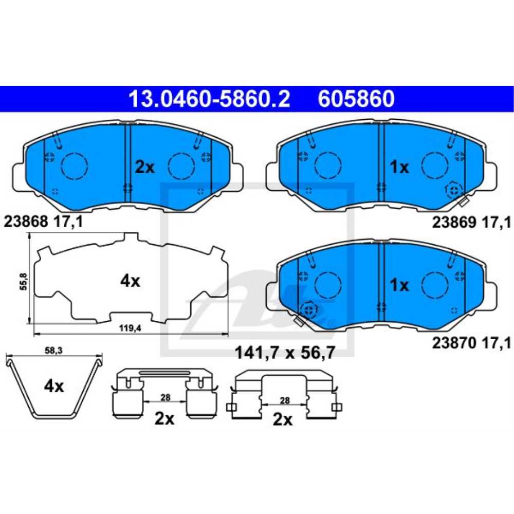 ATE Satz Bremsen Bremsscheiben + Bremsbeläge vorne für Honda CR-V II RD
