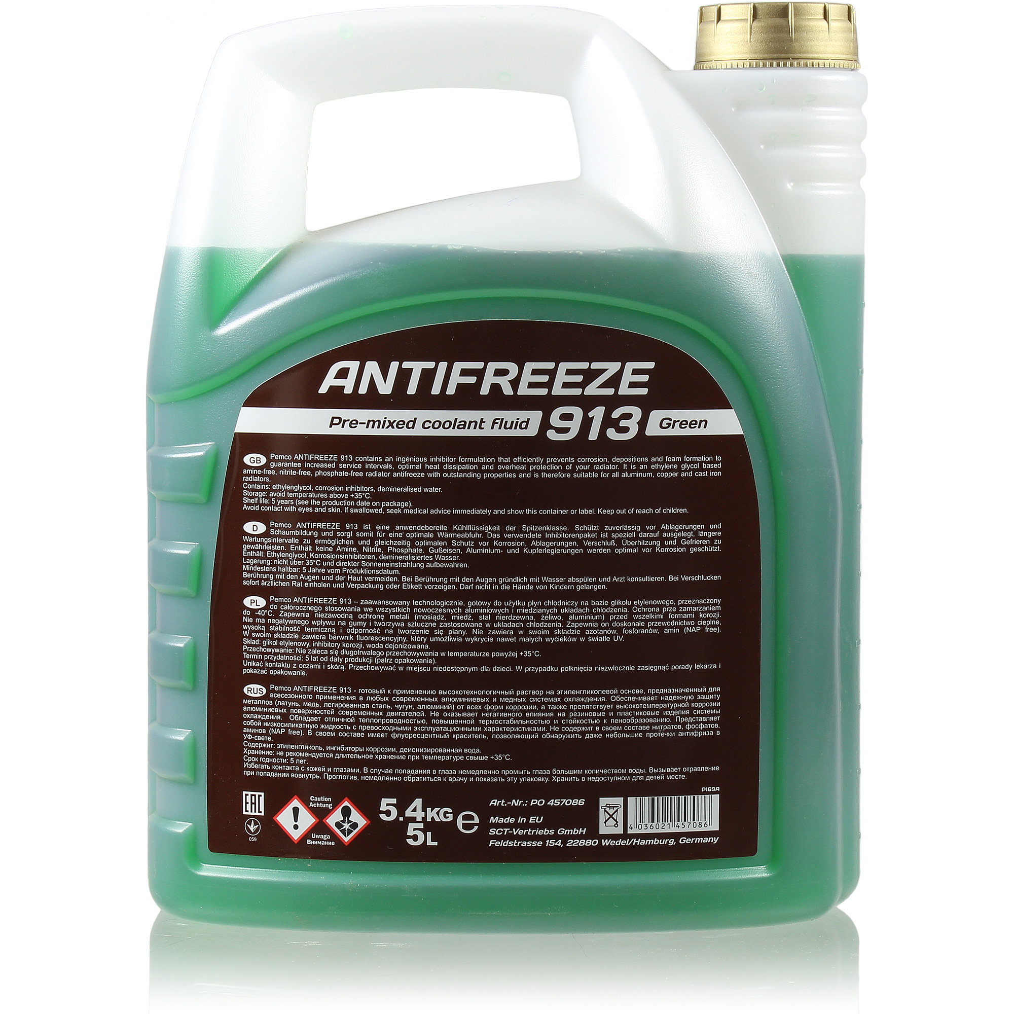  Pemco 1 x 5 Liter Kühlerfrostschutz Antifreeze 913 grün green PM0913-5