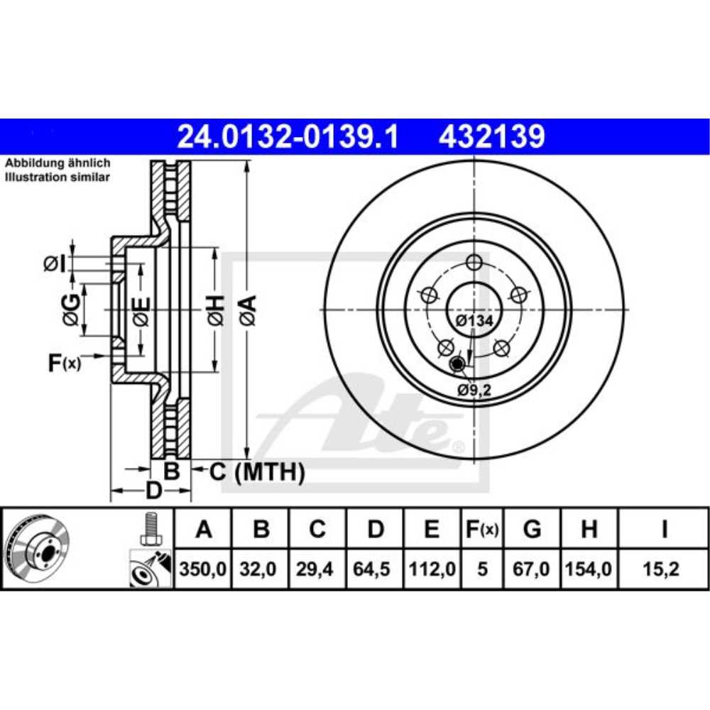 Bremsscheibe 24.0132-0139.1 vorne für Mercedes-Benz CLS C219 E-Klasse W211 S211