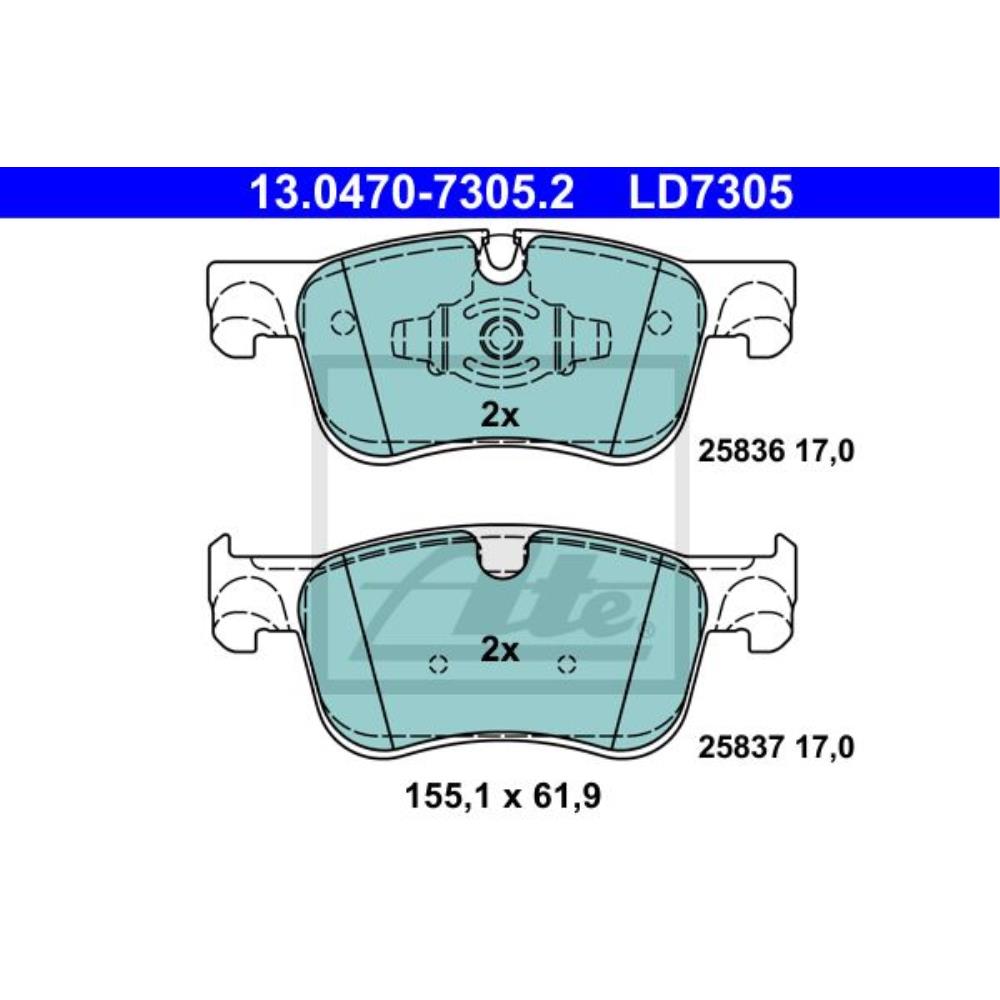 ATE Bremsbeläge Bremsbelegsatz vorne für Citroën C4 Grand Picasso II